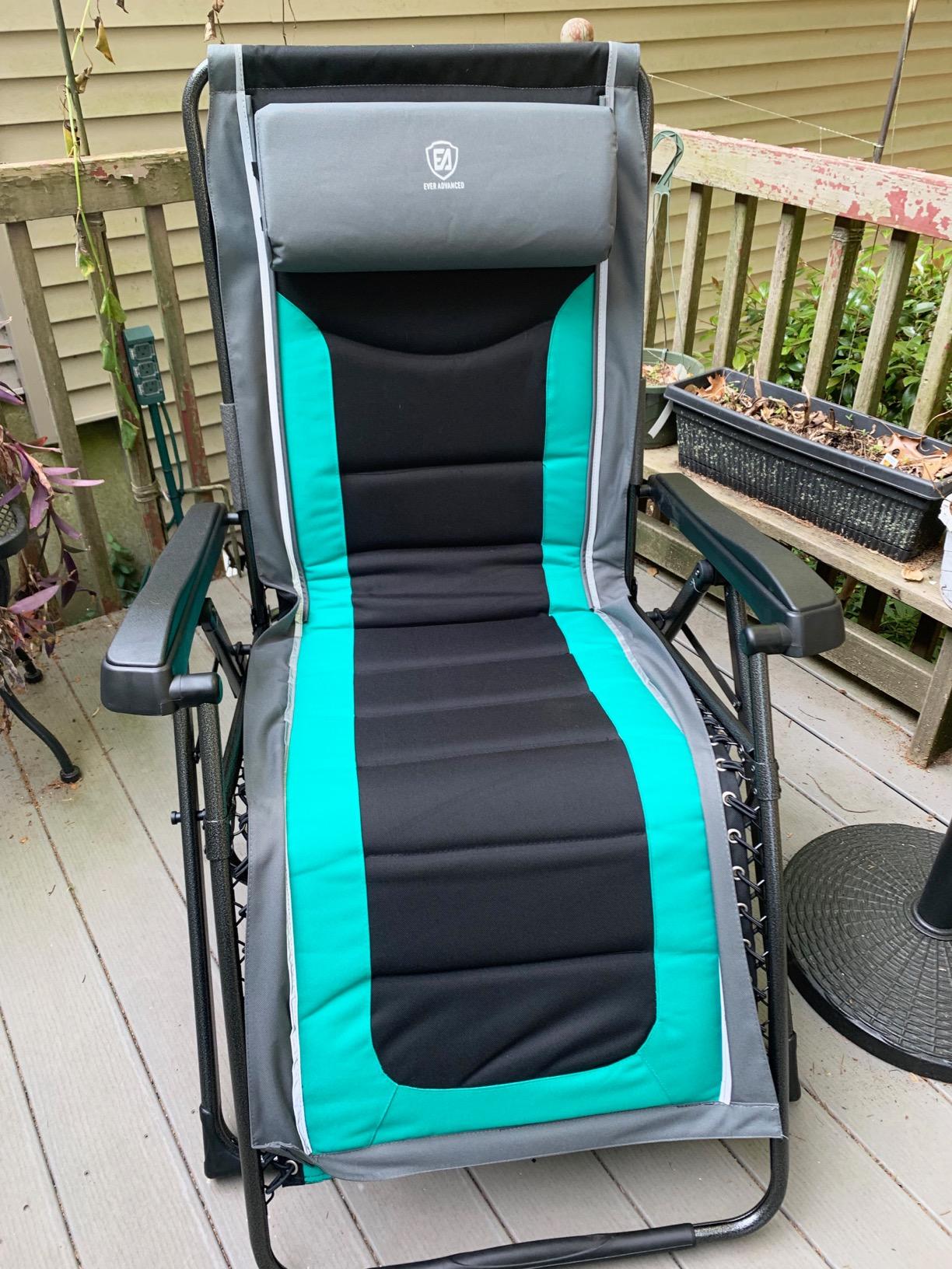 EVER ADVANCED Oversize XL Zero Gravity Recliner Padded Patio Lounger Chair with Adjustable Headrest Support 350lbs (Olive Green) customer photo 2