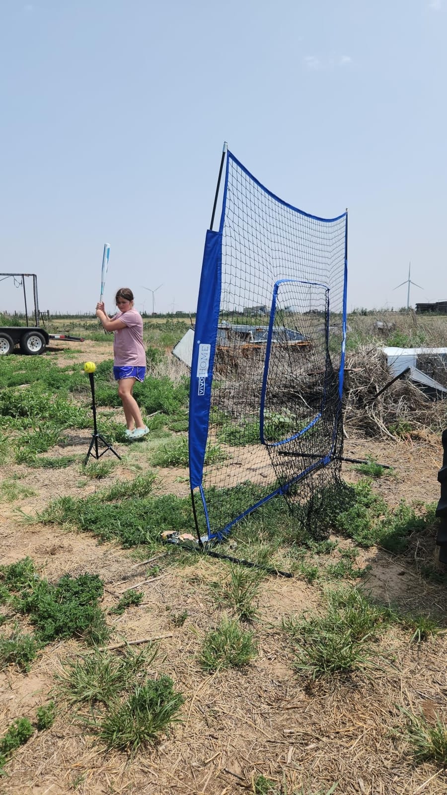 VIVOHOME Baseball & Softball Training Net with Batting Tee, 7 x 7 ft. | Height-Adjustable Tee, Aluminum Frame, Large Sock Net, Durable 7-Ply Mesh, for Pitching/Hitting/Fielding, Includes Carry Bag customer photo 2