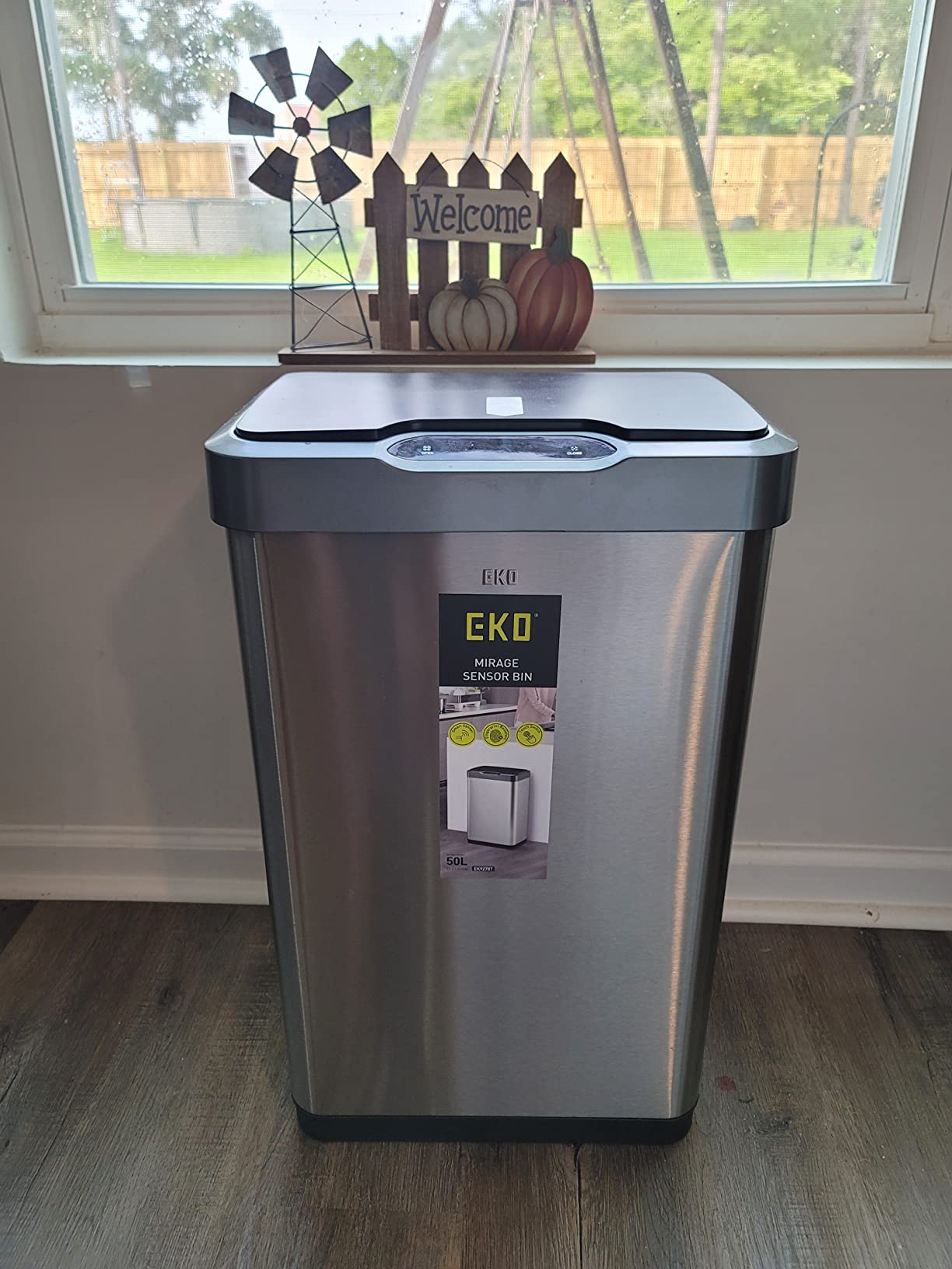 EKO Mirage-T 50 Liter / 13.2 Gallon Touchless Rectangular Motion Sensor Trash Can or Recycling Bin, Brushed Stainless Steel Finish customer photo 1