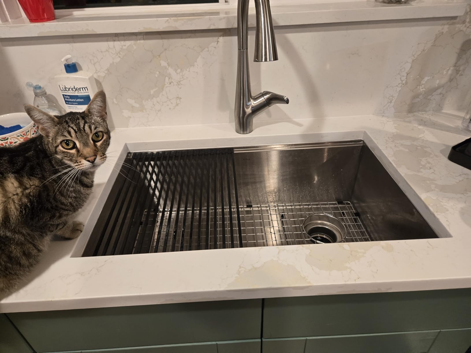 KRAUS Stainless Steel 32 in Undermount Kitchen Sink KWU110-32 | 16-gauge TRU16 steel, integrated ledge for accessories, cutting board and roll-up rack included, NoiseDefend soundproofing customer photo 2