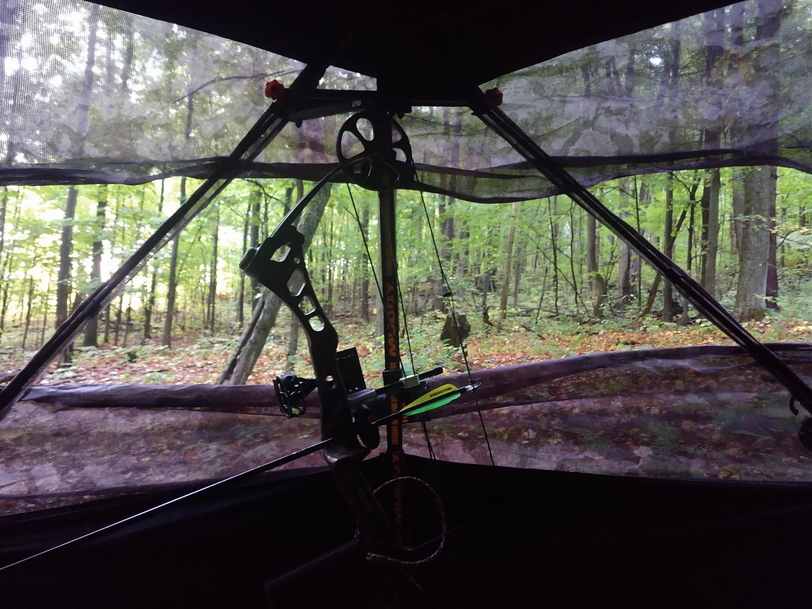 Muddy Infinity Camo Shadow Mesh Windows Black Backed Water Resistant Heavy-Duty 600 Denier Fabric Ground Blind, 3-Person customer photo 1