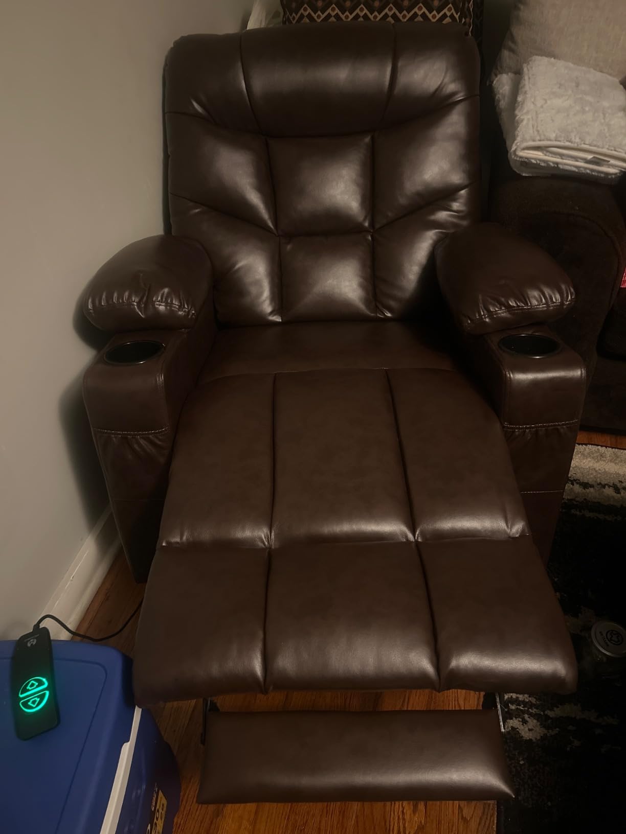 MCombo Power Lift Recliner Chair with Extended Footrest for Elderly People, for Mom, Faux Leather 7287 (Dark Brown, Medium) customer photo 1