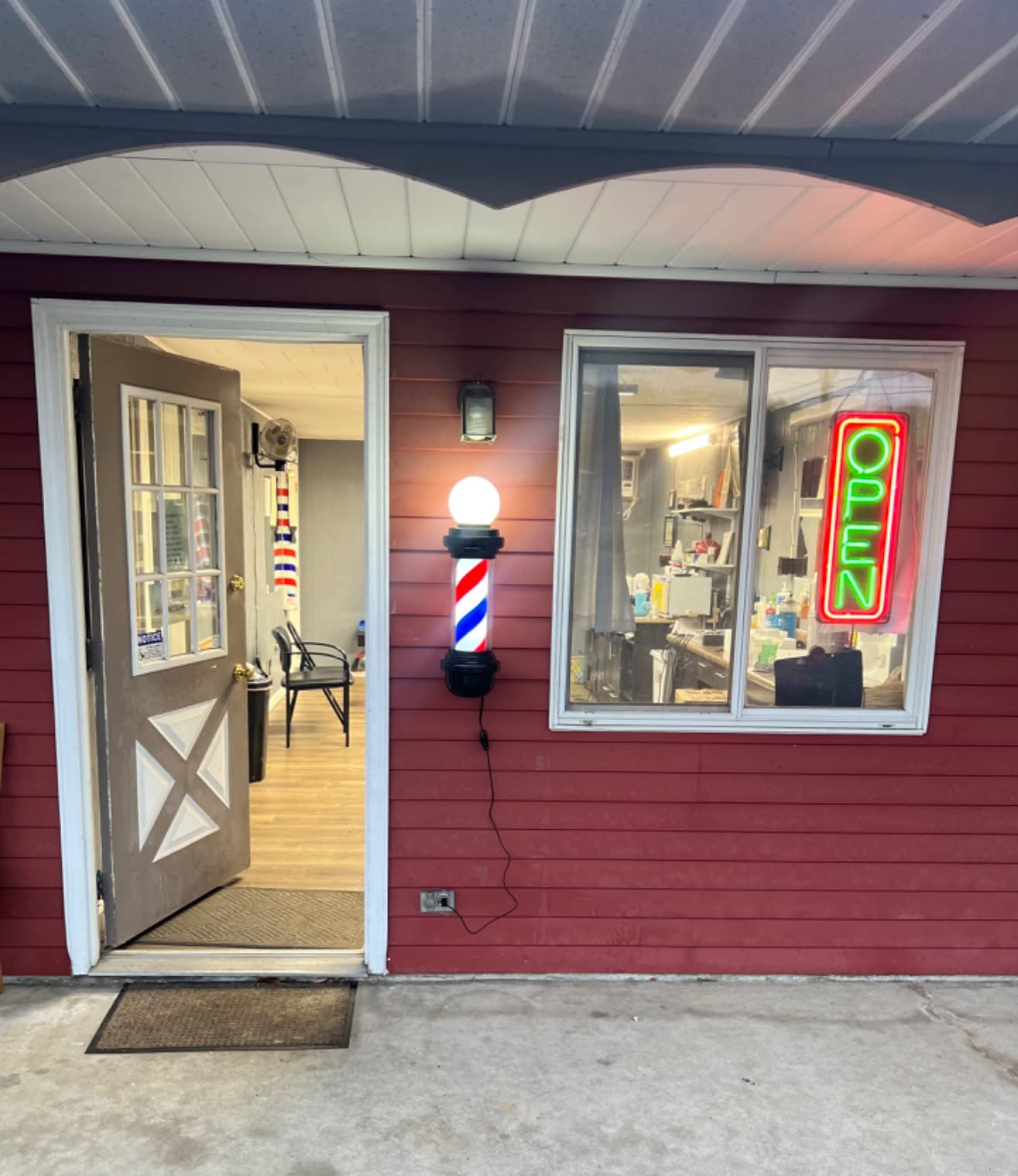 BarberPub Barber Pole Rotating LED Strips Light Metal Hair Salon Sign L018 (Blue & Red & White) customer photo 2