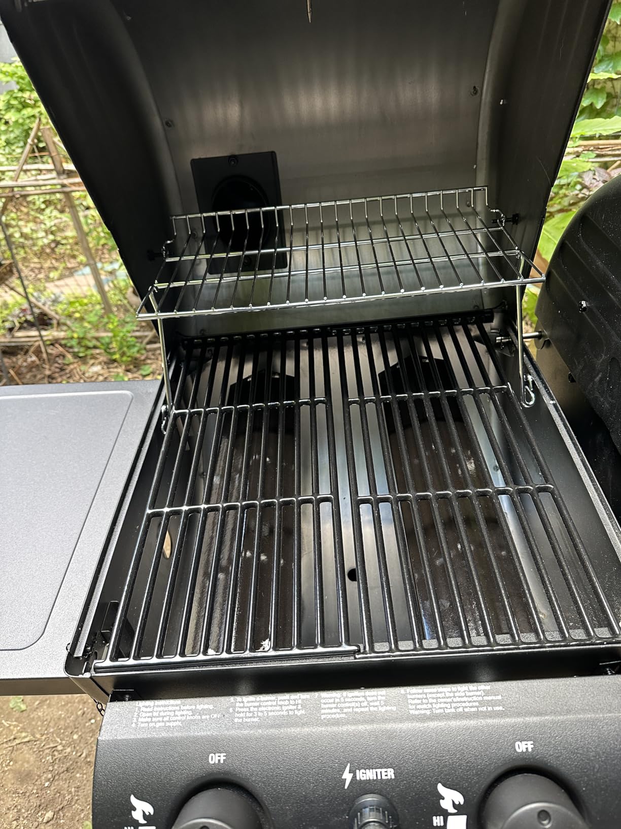 Dual-Function 2-Burner 24,000 BTU Propane Gas and Charcoal Combination Grill and Smoker with 870 Cooking Square Inches in Black, Model E5030 customer photo 1