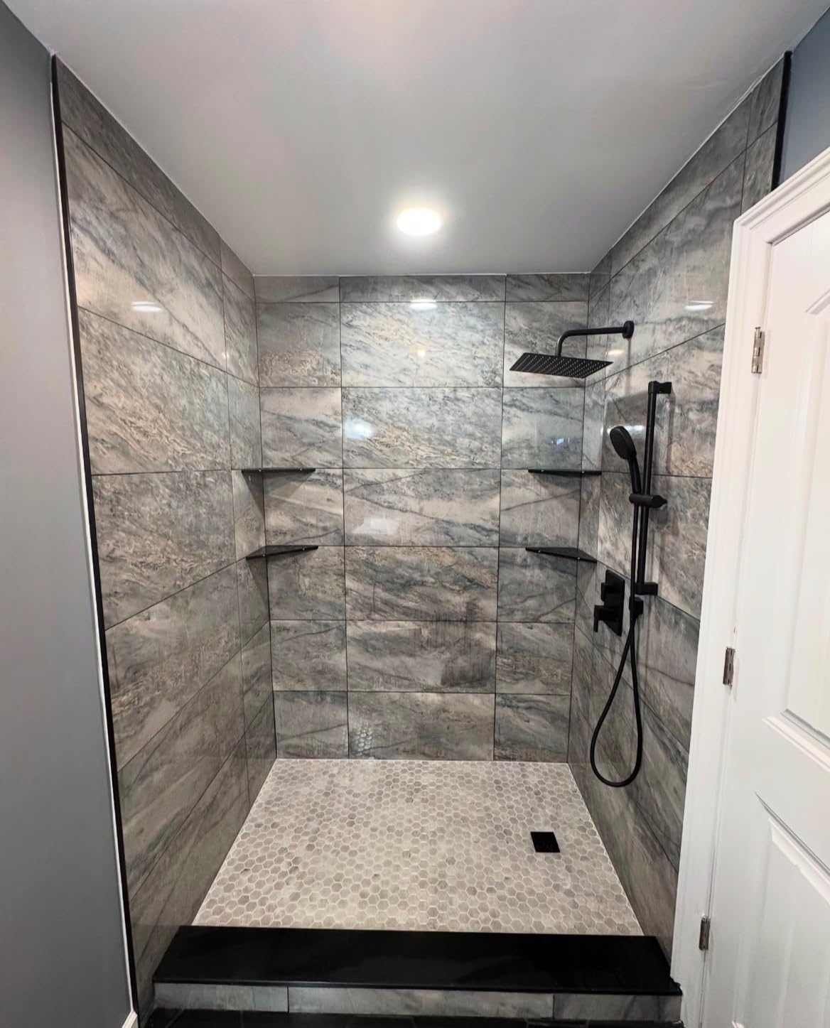 NearMoon Rain Shower Head, High Flow Stainless Steel Square Rainfall Shower, Waterfall Bath Shower Body Covering, Ceiling or Wall Mount (12 Inch, Matte Black) customer photo 1