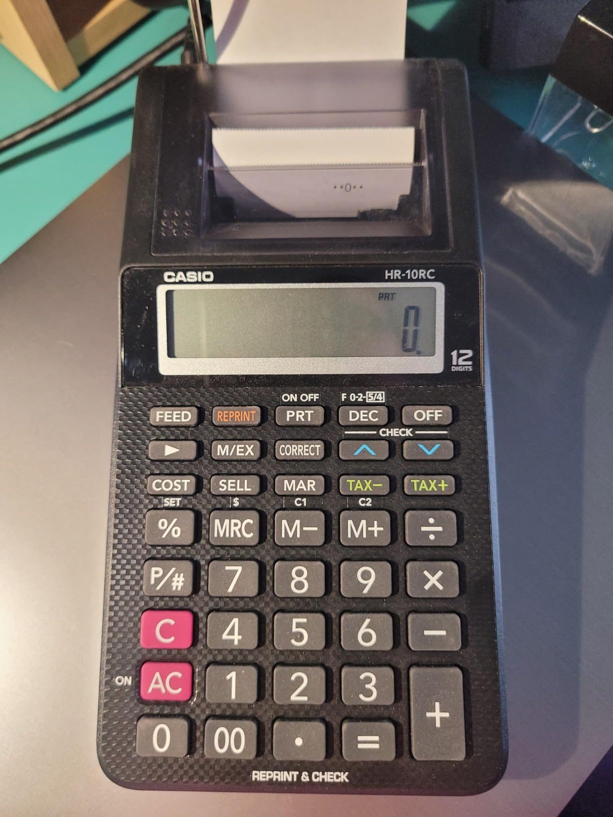 Casio HR-10RC Mini Desktop Printing Calculator | Portable | 12-Digit Display | One-Color Printer | Tax & Currency | Ideal for Taxes, Bookkeeping & Accounting Tasks, Black customer photo 2