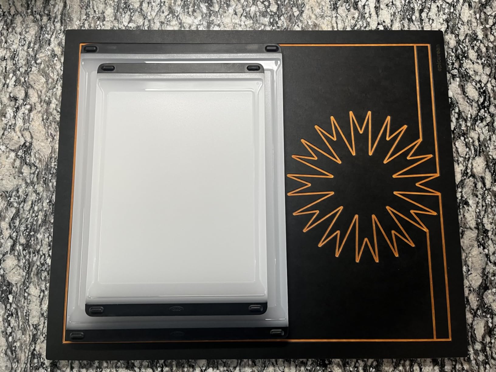 OXO Good Grips 2-Piece Plastic Cutting Board Set - Double-Sided | Non-Slip, Dishwasher-Safe, Kitchen Prep, Reversible Surface, Durable Plastic, Easy-Grip Handles customer photo 1