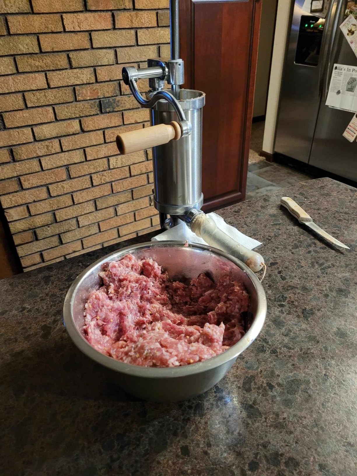 Sausage Stuffer, Stainless Steel Homemade Sausage Maker Vertical Meat Filling Kitchen Machine, Packed 8 Stuffing Tubes (2.5LBS VERTICAL) customer photo 1