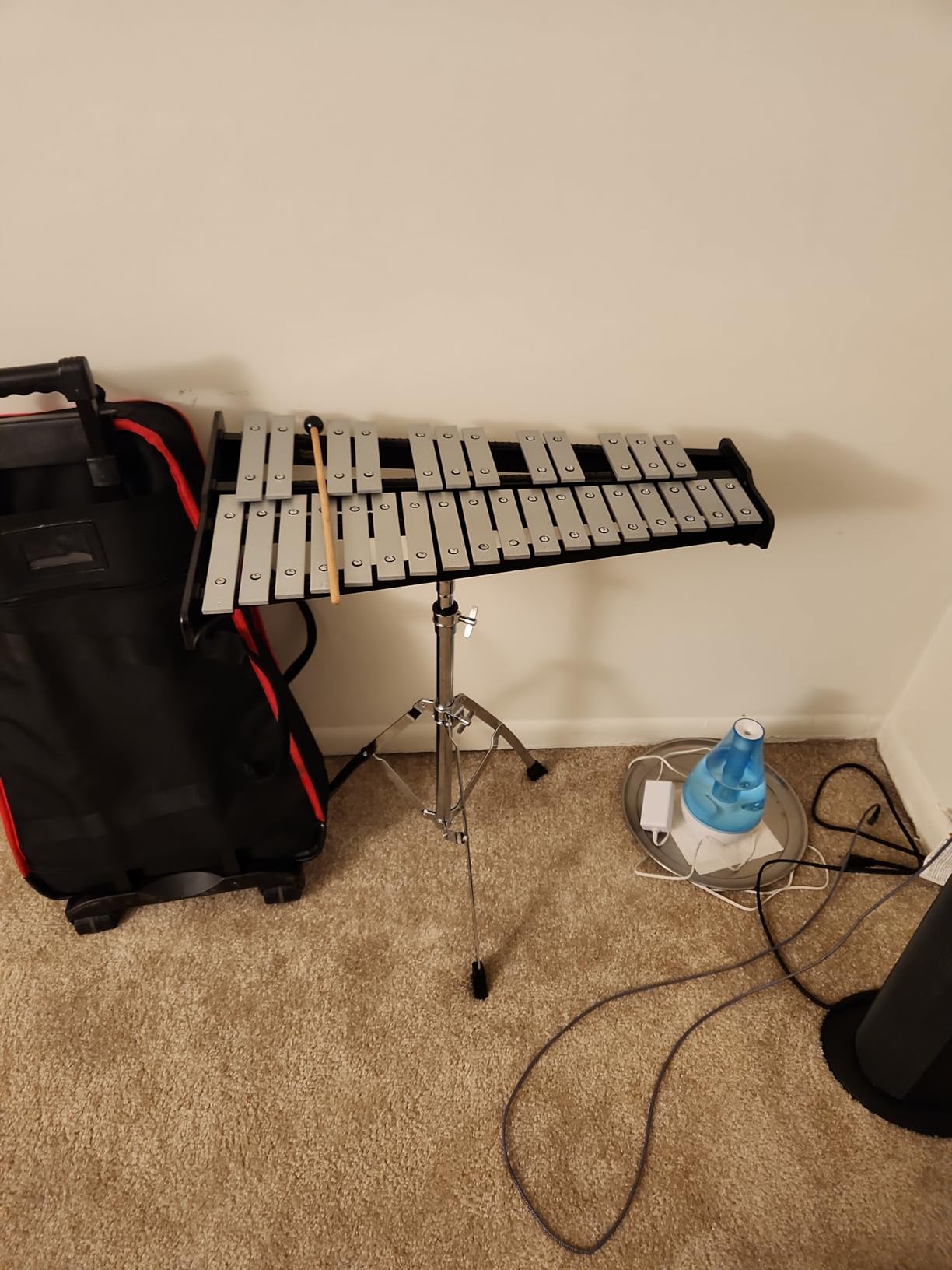 Giantex Percussion Glockenspiel Bell Kit 30 Notes with Carry Case, Practice Pad, Adjustable Height Stand, Bell Mallets, Wooden Sticks, Music Stand, Xylophone Percussion Instrument Set customer photo 1