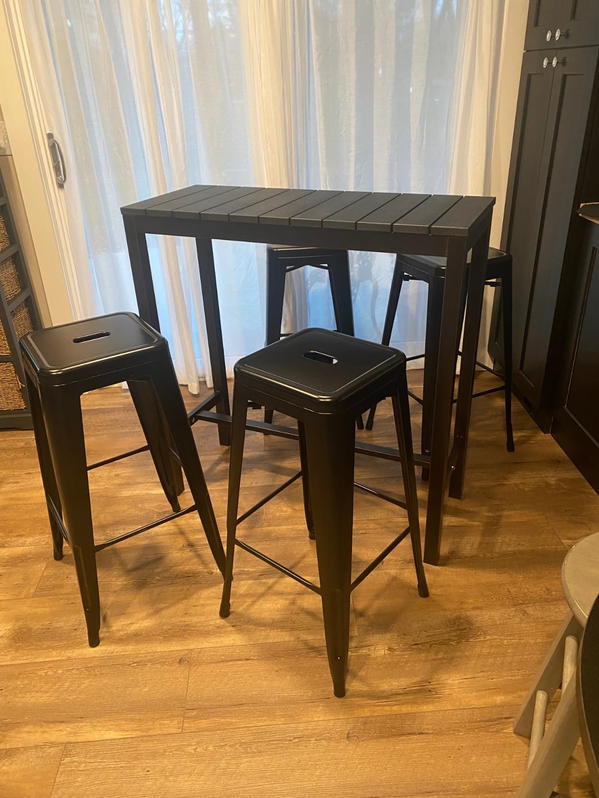 Yaheetech 30 Inch Metal Bar Stools Set of 4, Stackable Barstools, Black | Bar Height Stools with Footrests & Non-Slip Footpads, 331 lb Capacity for Kitchen/Dining Room/Bar/Patio, Indoor & Outdoor customer photo 1