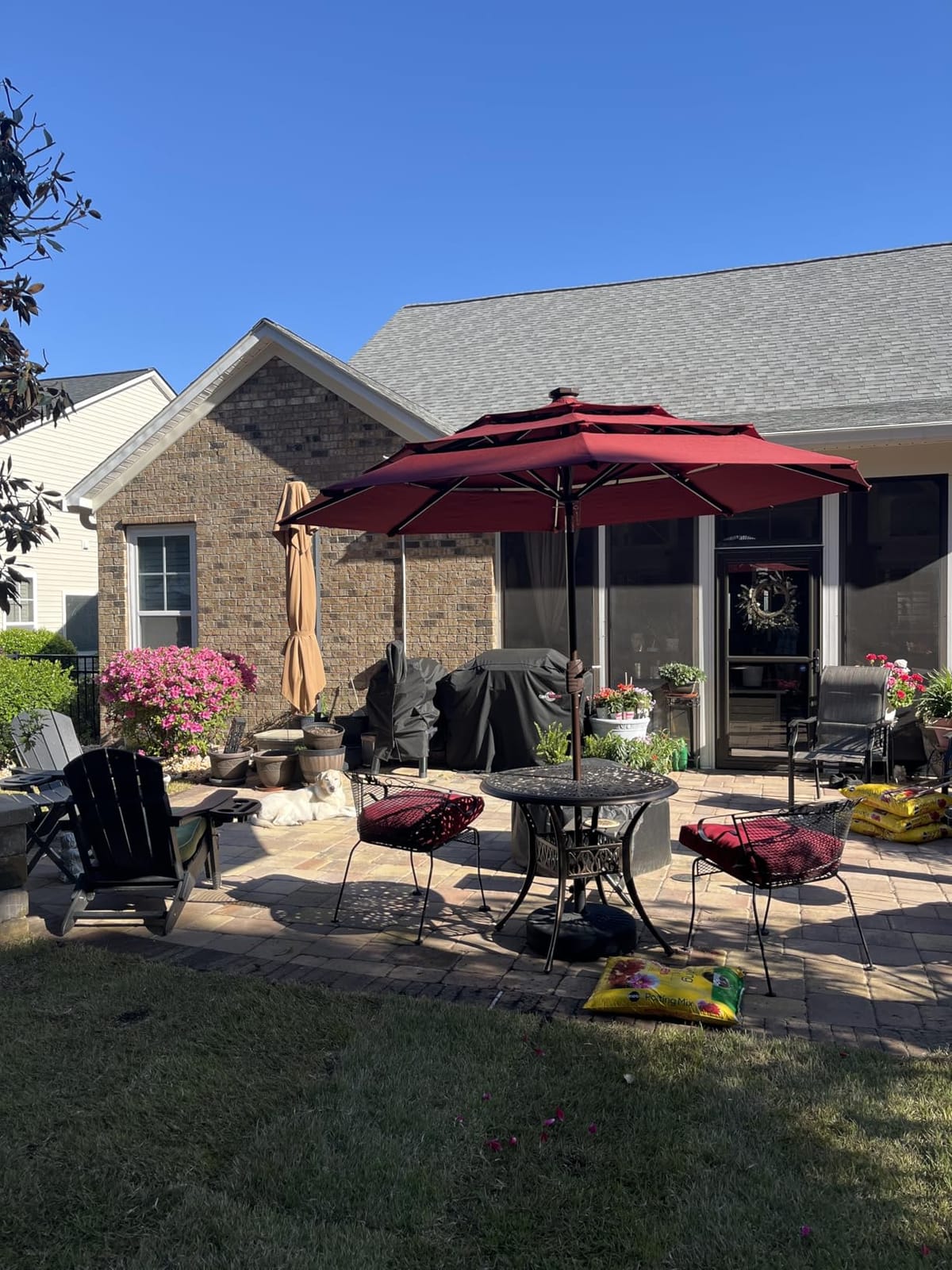 EliteShade USA 10-Year-Non-Fading 9ft 3-Tier Market Patio Umbrella, Commercial Table Umbrella with 80 Solar LED Lights, Crank Open, Windproof & UPF 50+ UV Protection for Garden, Deck, Pool, Backyard, Heather Beige customer photo 2