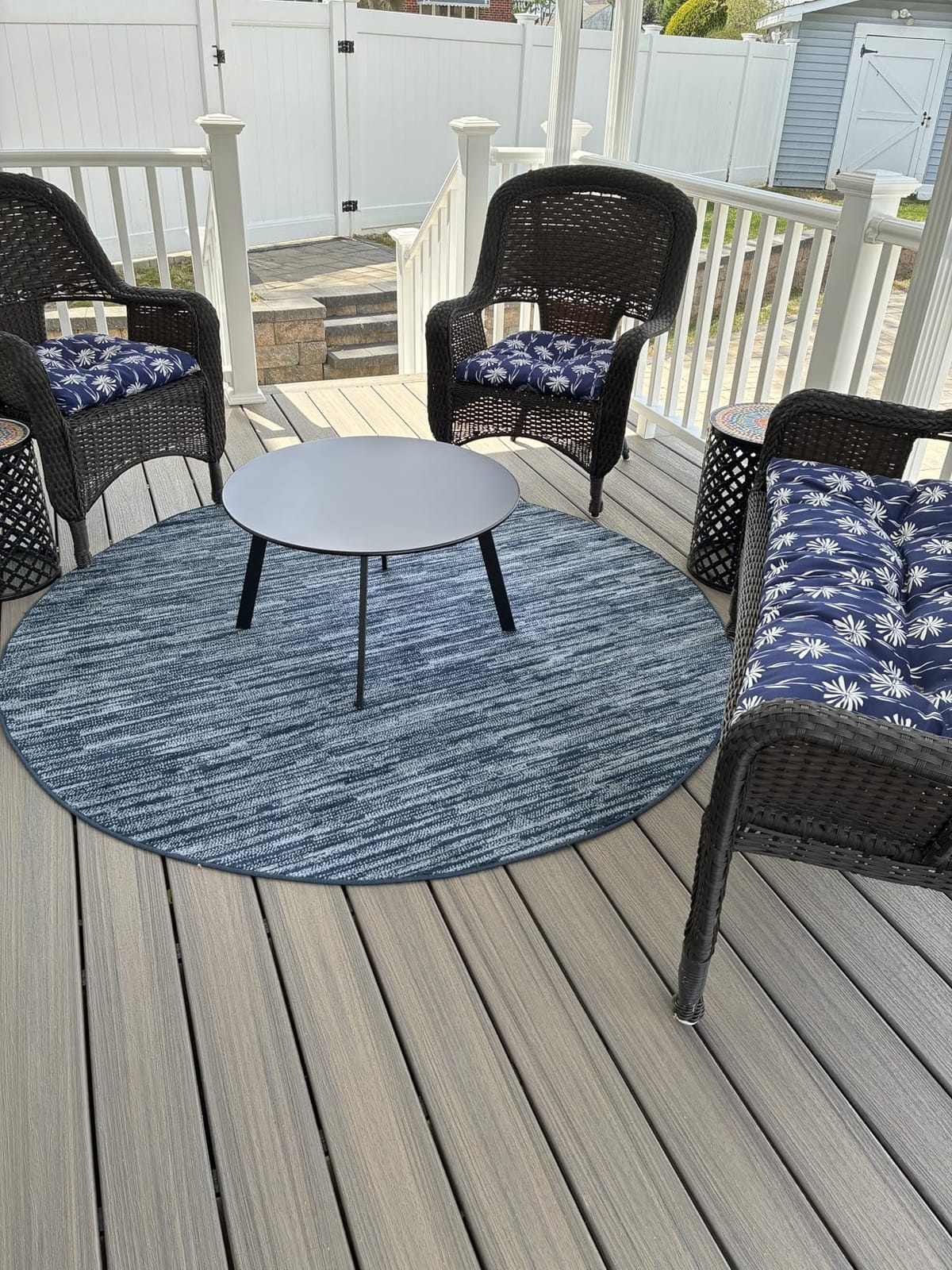 Grand Patio Round Steel Patio Coffee Table, Weather Resistant Outdoor Large Side Table, Black customer photo 2