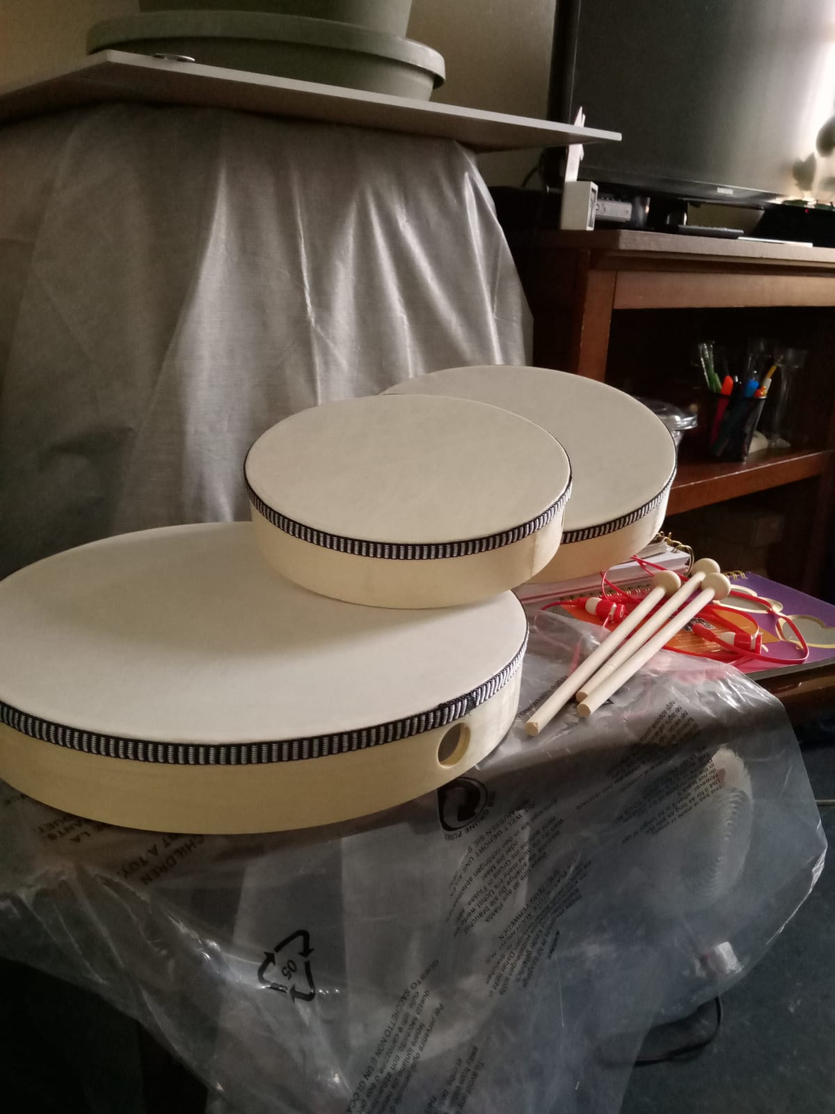 Foraineam 12 Inch & 10 Inch & 8 Inch Hand Drum Percussion Wood Frame Drum with Drum Stick customer photo 1