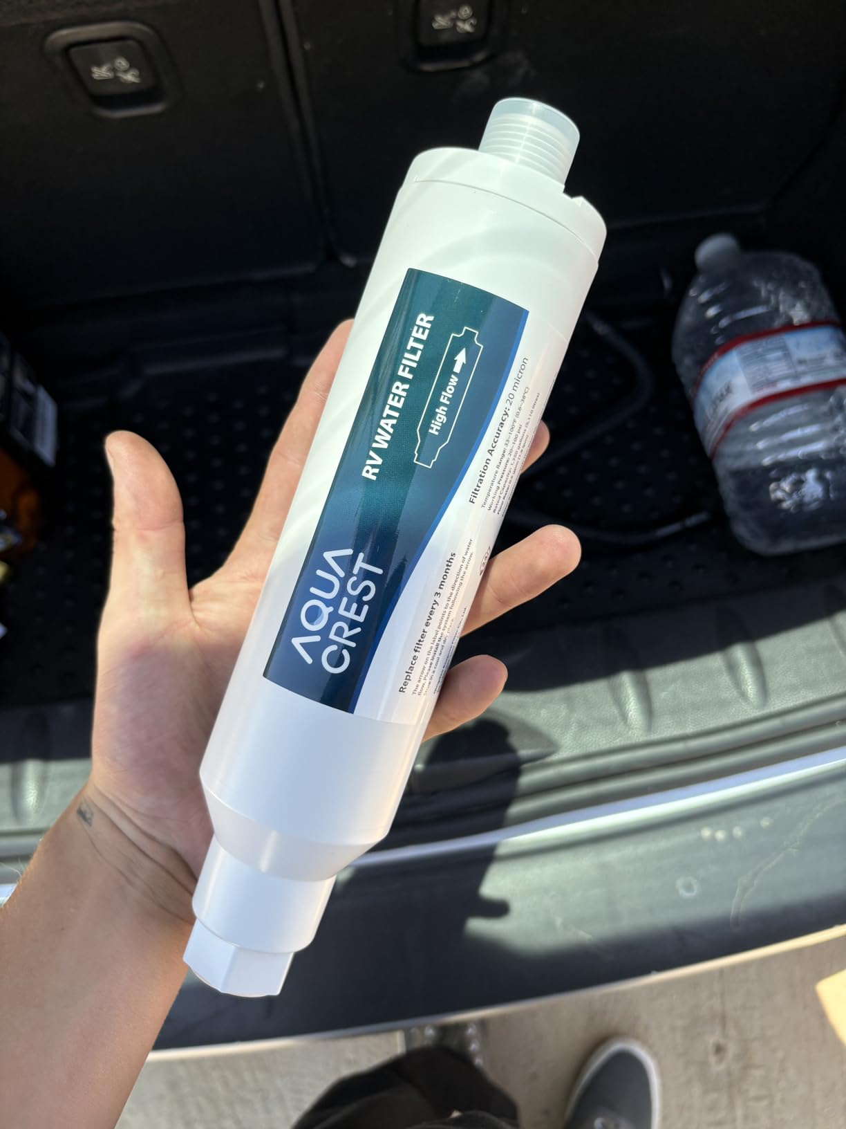 AQUA CREST RV Inline Water Filter, Garden Hose & Camper Water Filter | NSF/ANSI Certified, Reduces Chlorine, Odor, Bad Taste and Sediment in Drinking Water, with Flexible Hose Protector, 2 Pack customer photo 2