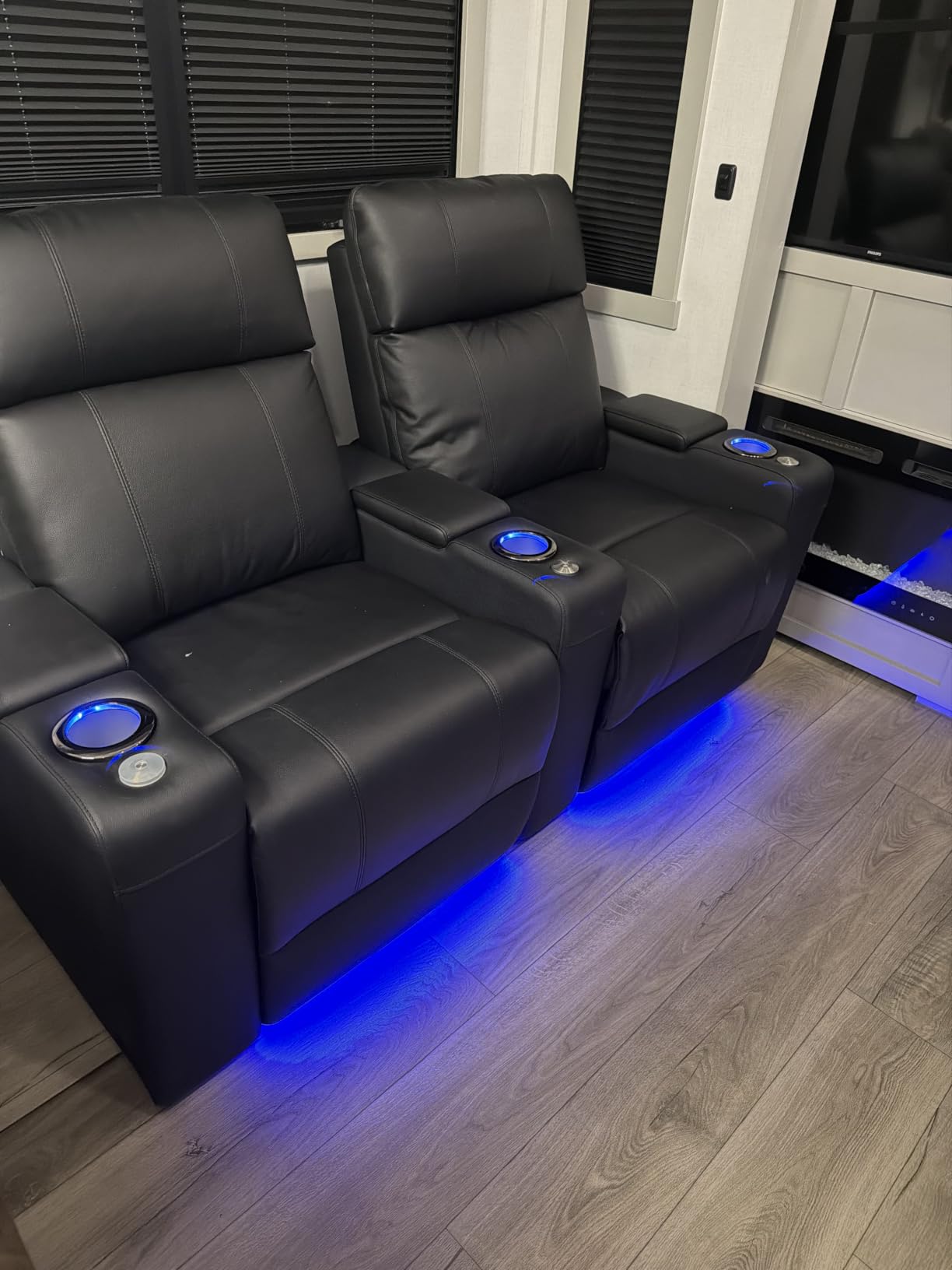 Valencia Piacenza 2025 Power Headrest Home Theater Seat - Premium Italian Leather Recliner with Cooling Gel Memory Foam, Motorized Headrest, USB Charging & LED Lights (Row of 3) customer photo 1