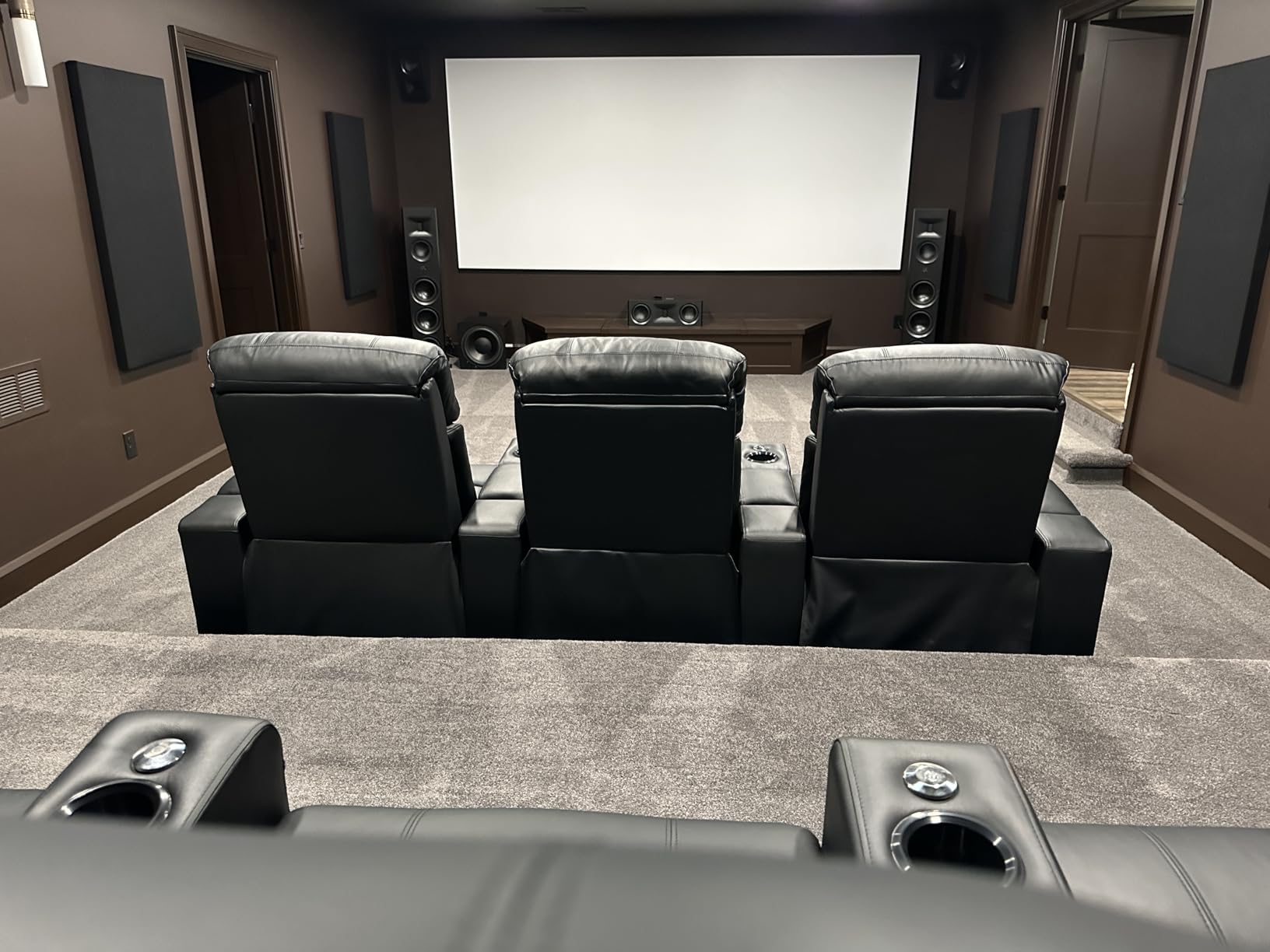 Valencia Piacenza 2025 Power Headrest Home Theater Seat - Premium Italian Leather Recliner with Cooling Gel Memory Foam, Motorized Headrest, USB Charging & LED Lights (Row of 3) customer photo 2