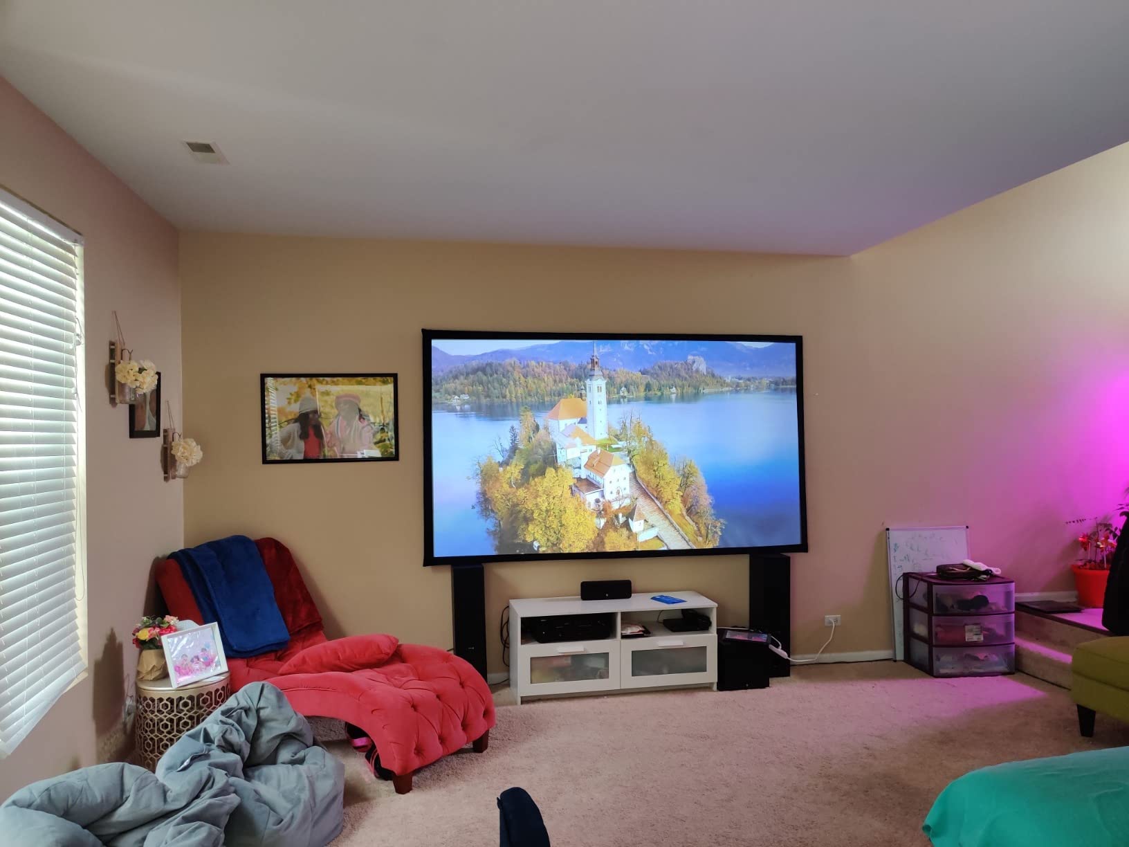 Projector Screen Material Ambient Light Rejecting Fabric 69x118 inch for Max 130 inch 16:9 Projection Screen DIY, Black Backing 4K Ultra HD Front Projection EVA Polymer Material (Grey) customer photo 2