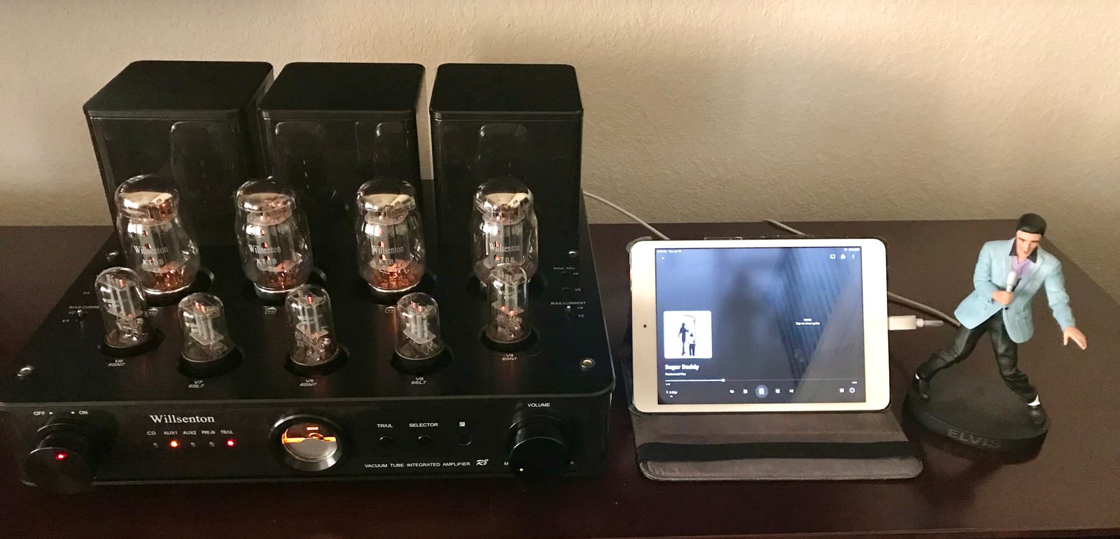 R8 KT88 x4 Tube Amplifier Hi-Fi Integrated Vacuum Tube Amp with Headphone Output KT88，EL34 Replaceable (Silver) customer photo 2