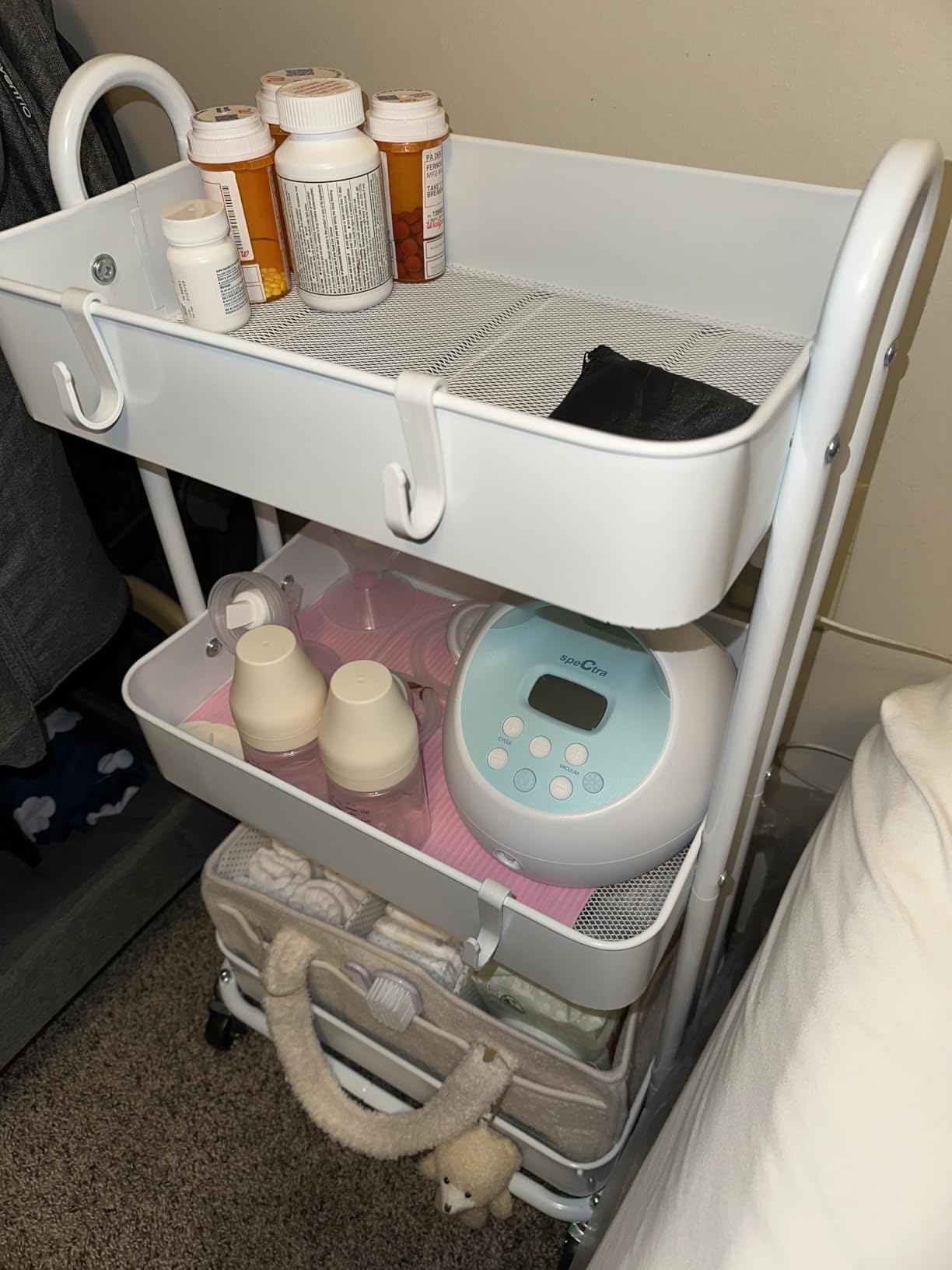 Simple Houseware 3-Tier Heavy Duty Metal Utility Rolling Cart, White customer photo 2