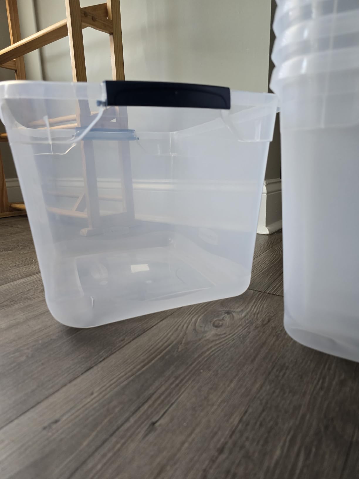 Rubbermaid Cleverstore Clear 32 Qt, 6 Pack Stackable Plastic Storage Bins with Lids, Great for Closet and Laundry Storage, Organizing in the Home customer photo 2