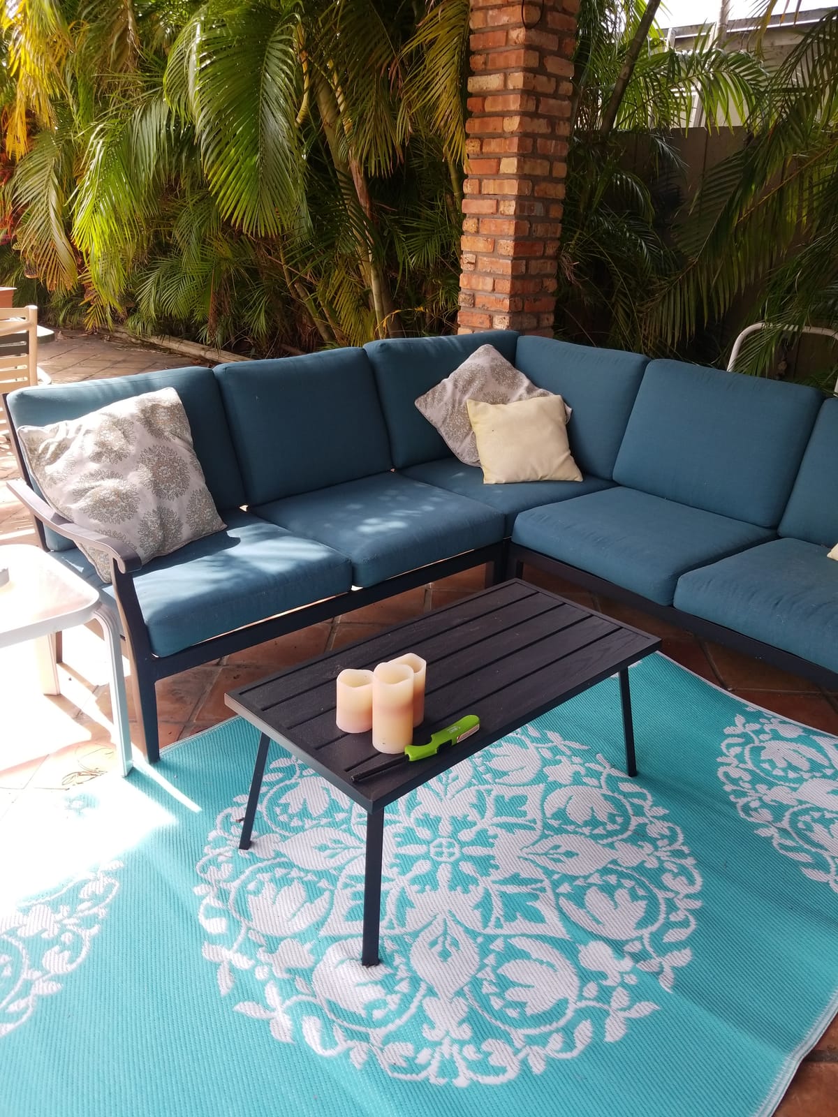 C-Hopetree Small Metal Outdoor Coffee Side Table for Outside Patio, Rectangle, Black customer photo 2