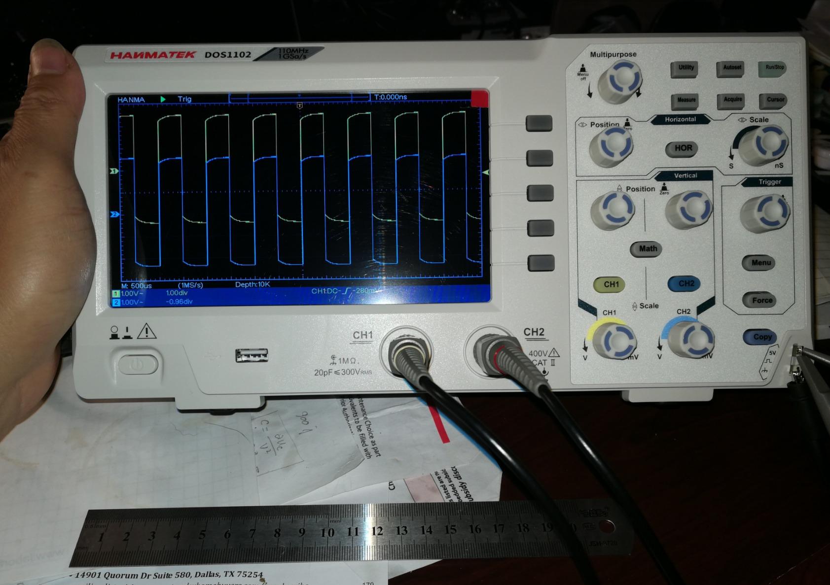 HANMATEK 110mhz Bandwidth DOS1102 Digital Oscilloscope with 2 Channels and Screen 7 inch / 18 cm, TFT-LCD Display, Portable Professional Oscilloscope Kit with 500 MS/s *2 Sampling Rate customer photo 2