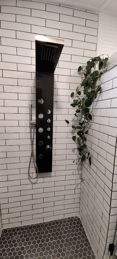 ROVOGO Shower Panel Tower System - Use 4 Shower Modes at the Same Time | Rainfall Waterfall Shower Head, 5 Body Jets & 3-Setting Handheld, Stainless Steel Brushed Shower Column W/ Brass Valves, 50
