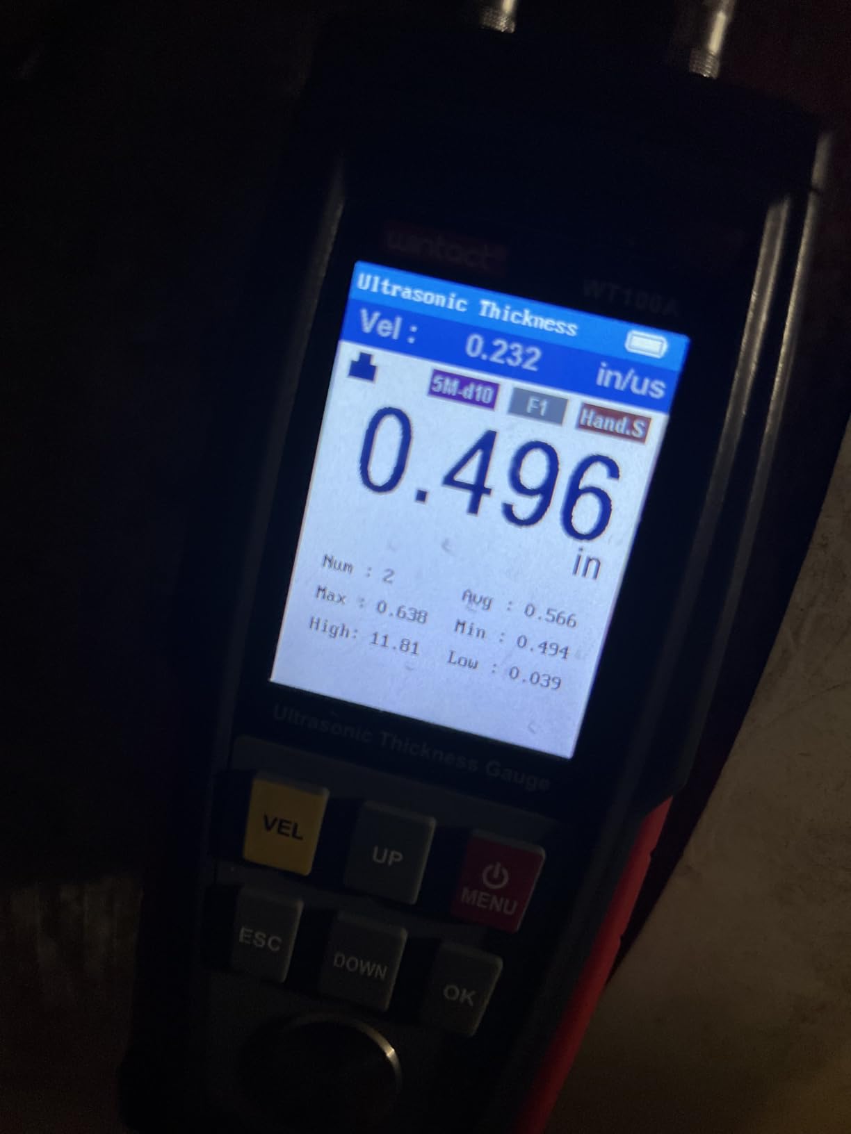 Wintact Digital Ultrasonic Thickness Gauge, Range 0.039 to 11.81 in | with 5Mhz Probe for Measuring Metal and Nonmetals Materials, Steel, Cylinder Wall, Plastic, Glass, PVC, Pipes customer photo 2