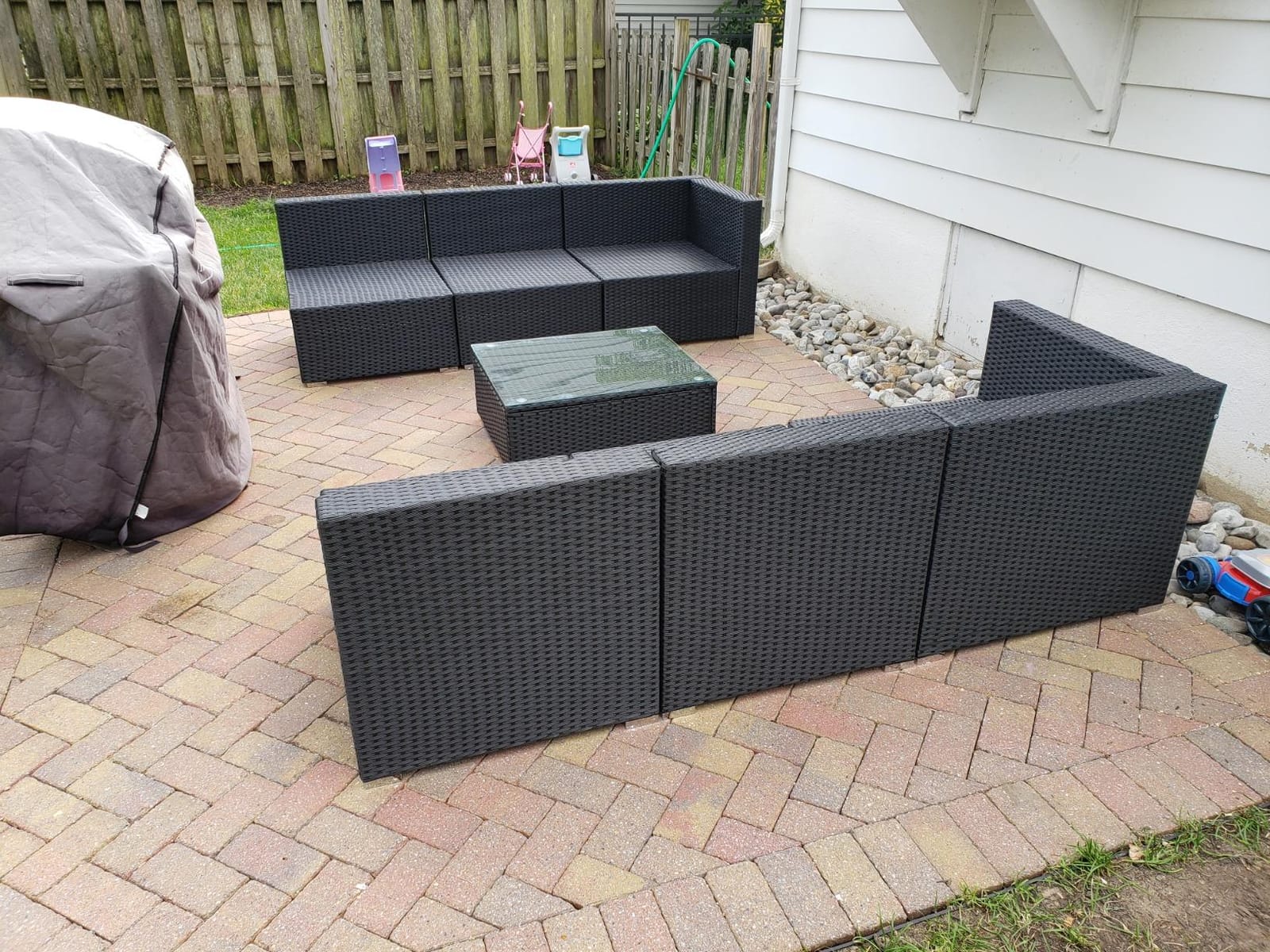 Pamapic 7 Pieces Outdoor Sectional Furniture，Wicker Patio sectional Furniture Sets，All-Weather Rattan Sectional Sofa Conversation Set with Coffee Table and Washable Couch Cushions Covers customer photo 1