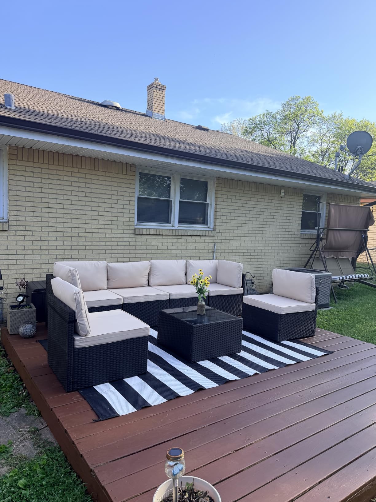 Pamapic 7 Pieces Outdoor Sectional Furniture，Wicker Patio sectional Furniture Sets，All-Weather Rattan Sectional Sofa Conversation Set with Coffee Table and Washable Couch Cushions Covers customer photo 2