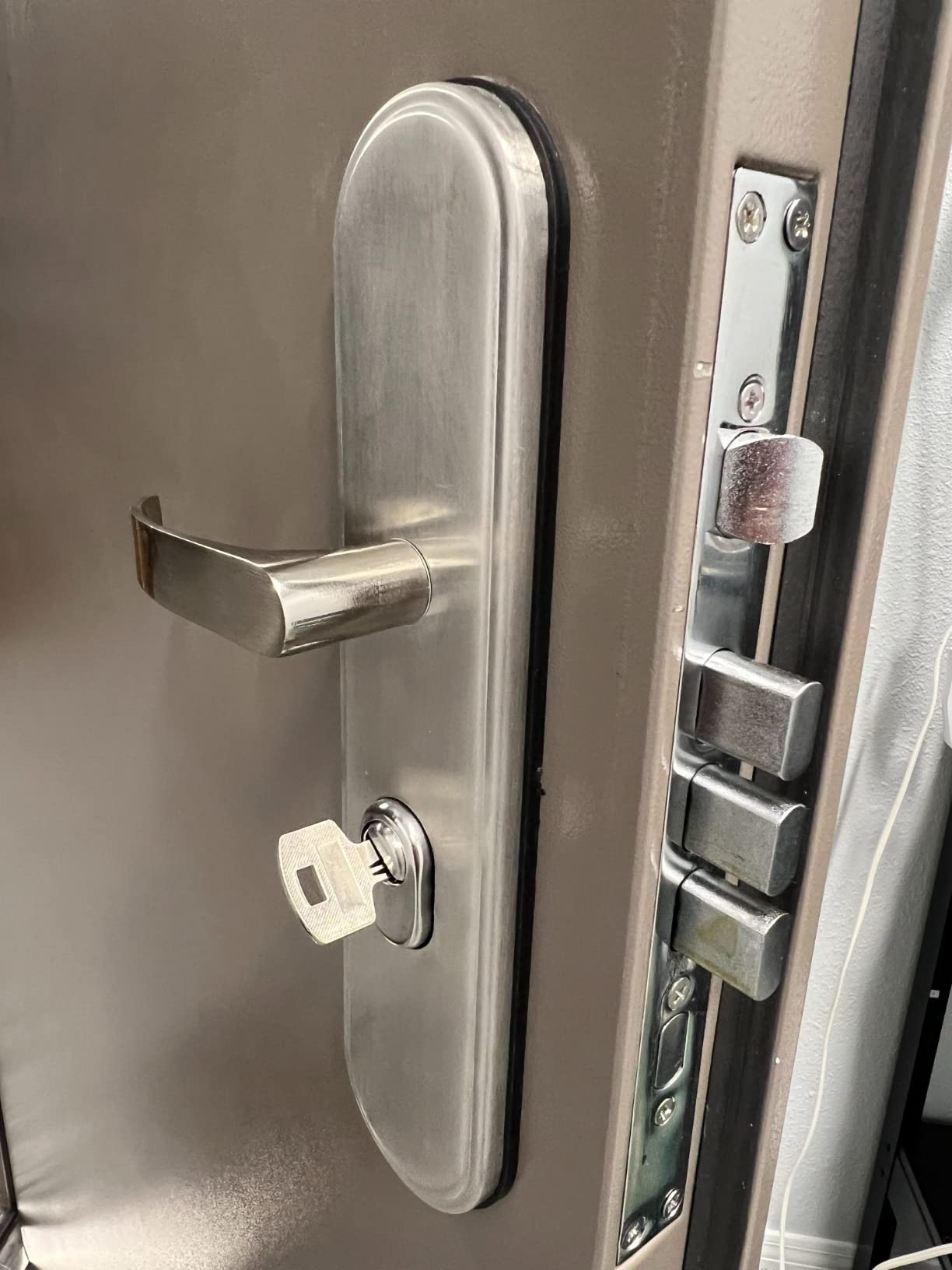 VIZ-PRO Quick Mount Steel Security Door with Frame and Hardware, Gray Right Side-Hinged Inward, 39 9/16