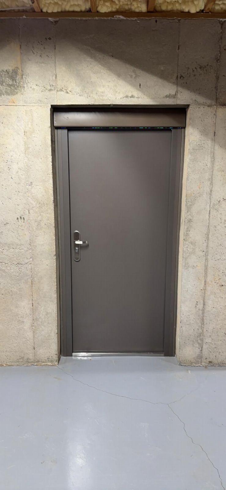 VIZ-PRO Quick Mount Steel Security Door with Frame and Hardware, Gray Left Side-Hinged Inward, 39 9/16