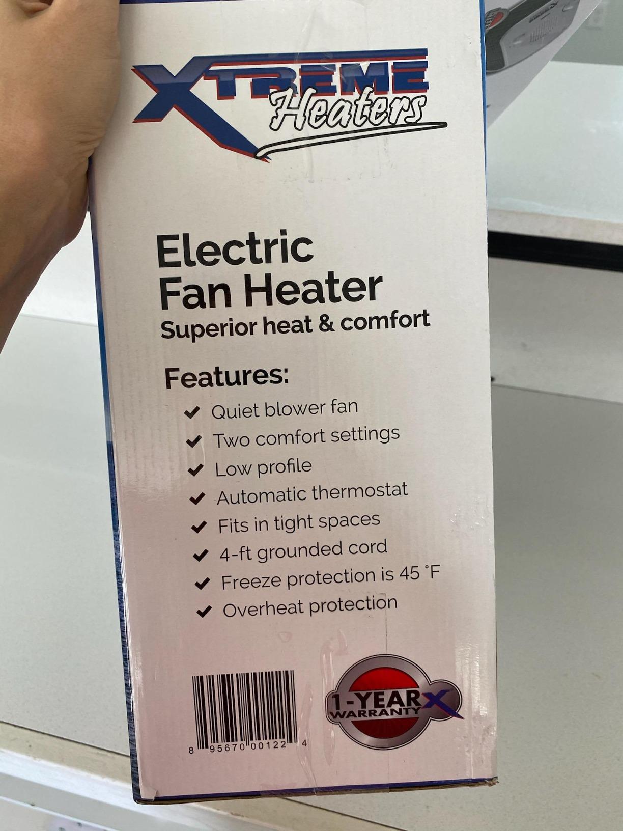 Xtreme Heaters Boat Cabin RV Space Heater with Tip-Over Protection, White | 750/1500W heat settings, tip-over shutoff, overheat protection, quiet top-air intake, stable low-profile base, 6 ft cord customer photo 1
