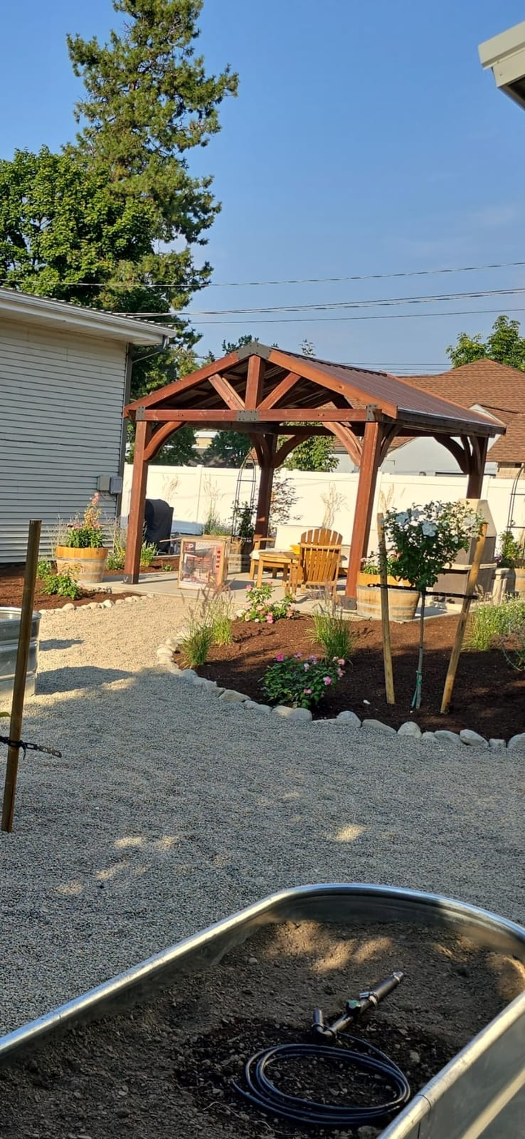 Backyard Discovery Arlington 12' x 12' Cedar Wood Outdoor Gazebo Pavilion with Hardtop Galvanized Steel Peak Roof, Snow Support, Wind Resistance, PowerPort, Shade for Garden, Patio, Deck, Entertaining customer photo 1