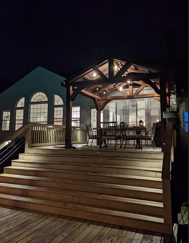 Backyard Discovery Arlington 12' x 12' Cedar Wood Outdoor Gazebo Pavilion with Hardtop Galvanized Steel Peak Roof, Snow Support, Wind Resistance, PowerPort, Shade for Garden, Patio, Deck, Entertaining customer photo 2