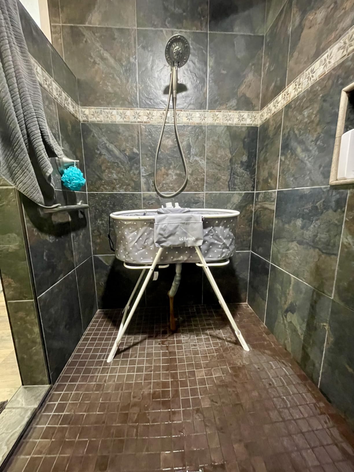 Portable Foldable Dog Bathtub for Small & Medium Dogs (Gray) | Lightweight aluminum frame with elevated design for comfortable bathing and easy storage. customer photo 2