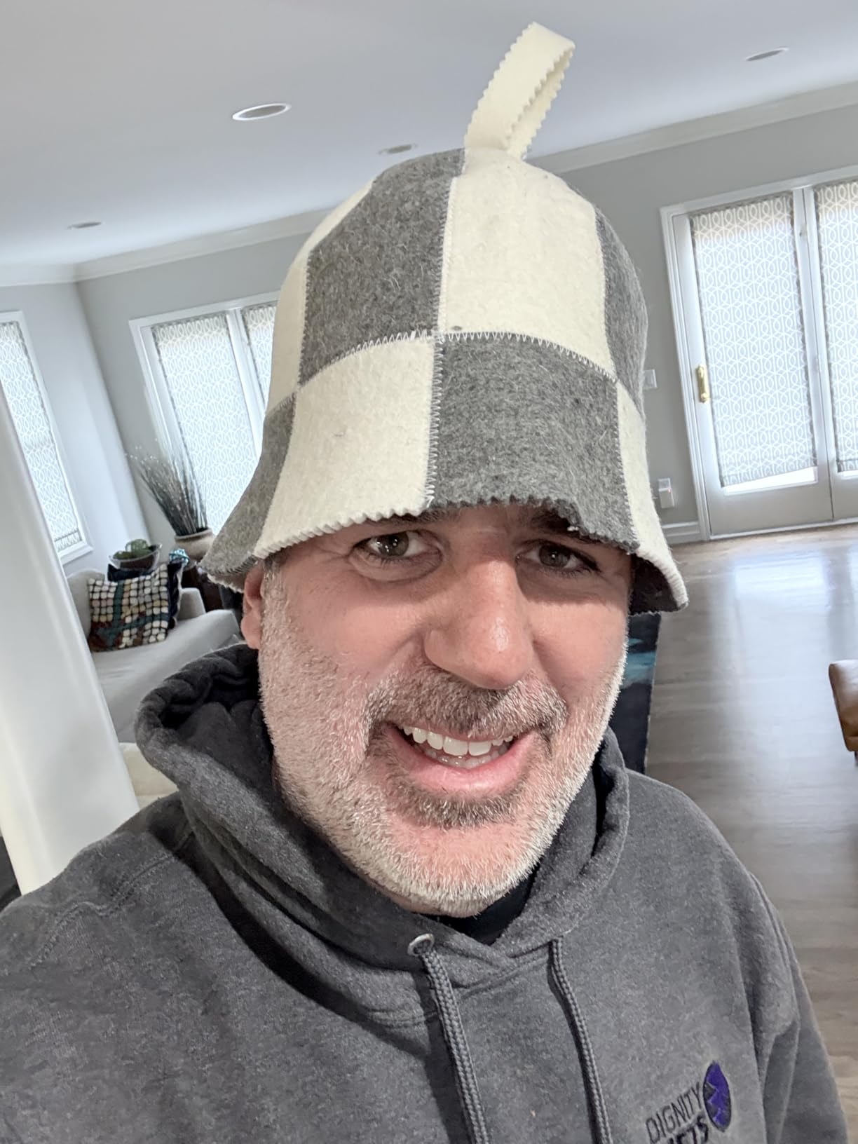 Sauna Hat Viking Banya Hat for Men - Hats Sauna Cap Finnish Ukraine Mens Sauna Hat for Women and Men Gray customer photo 1