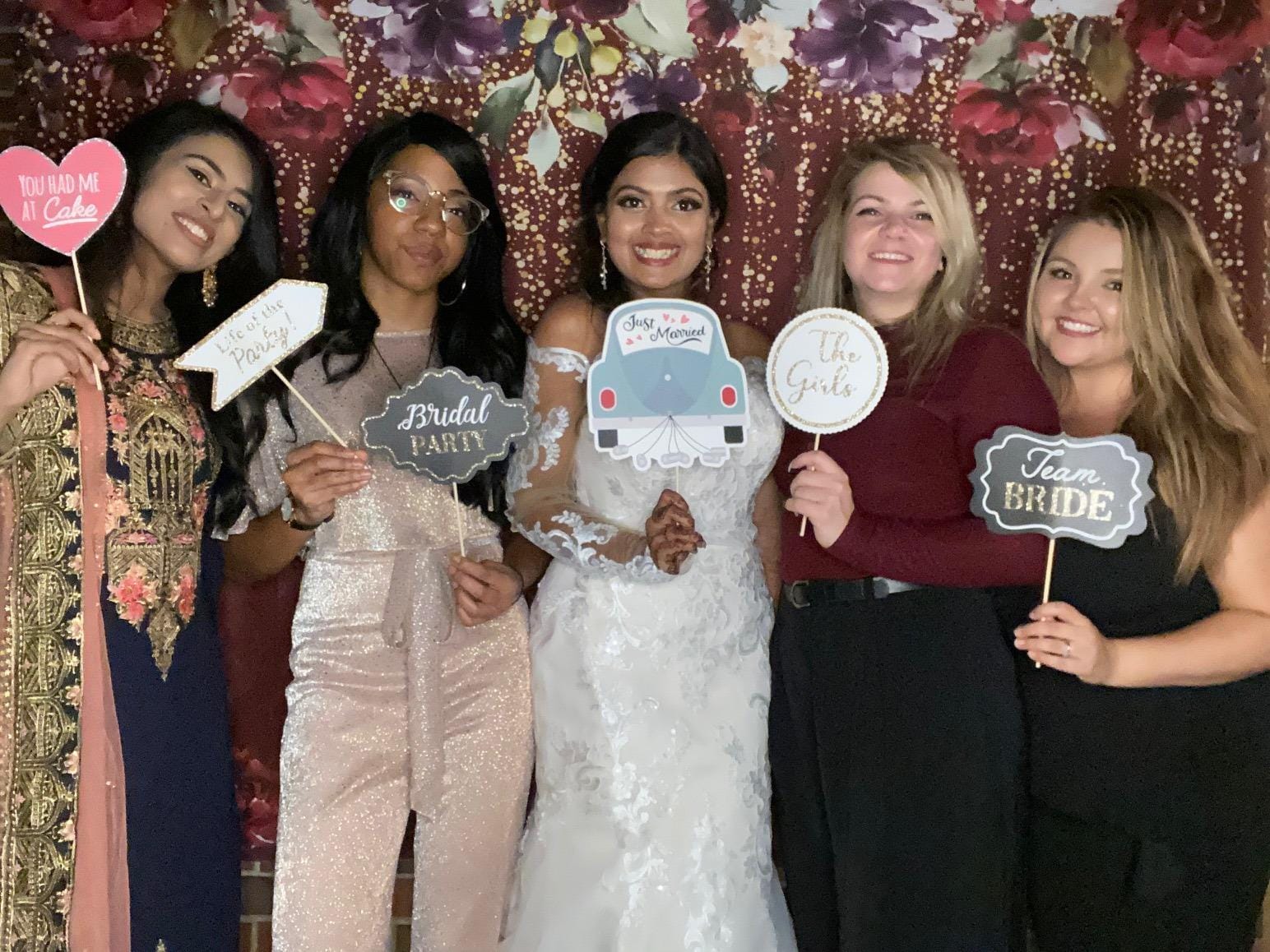 Fully Assembled Wedding Photo Booth Props - Set of 40 - Pink & Teal | No DIY - Pre-Assembled Gold, Pink, Teal, & Silver Selfie Signs - Cute Wedding Party Supplies & Decorations with Real Glitter customer photo 1
