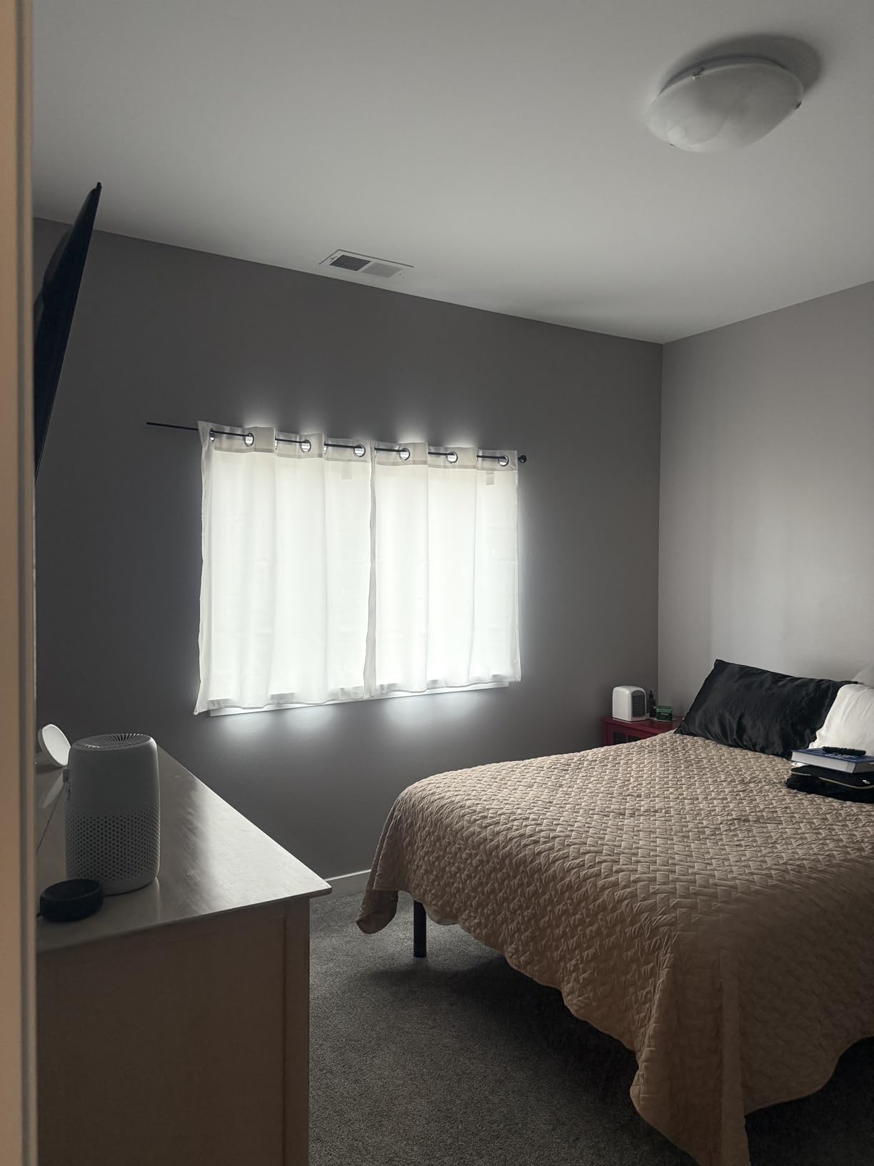 NICETOWN Bedroom Blackout Curtain Panel - (120 inches by 84 inch, Grey, 1 PC) Energy Saving Thermal Insulated Grommet Blackout Drapery for Patio, Room Divider Curtain customer photo 2