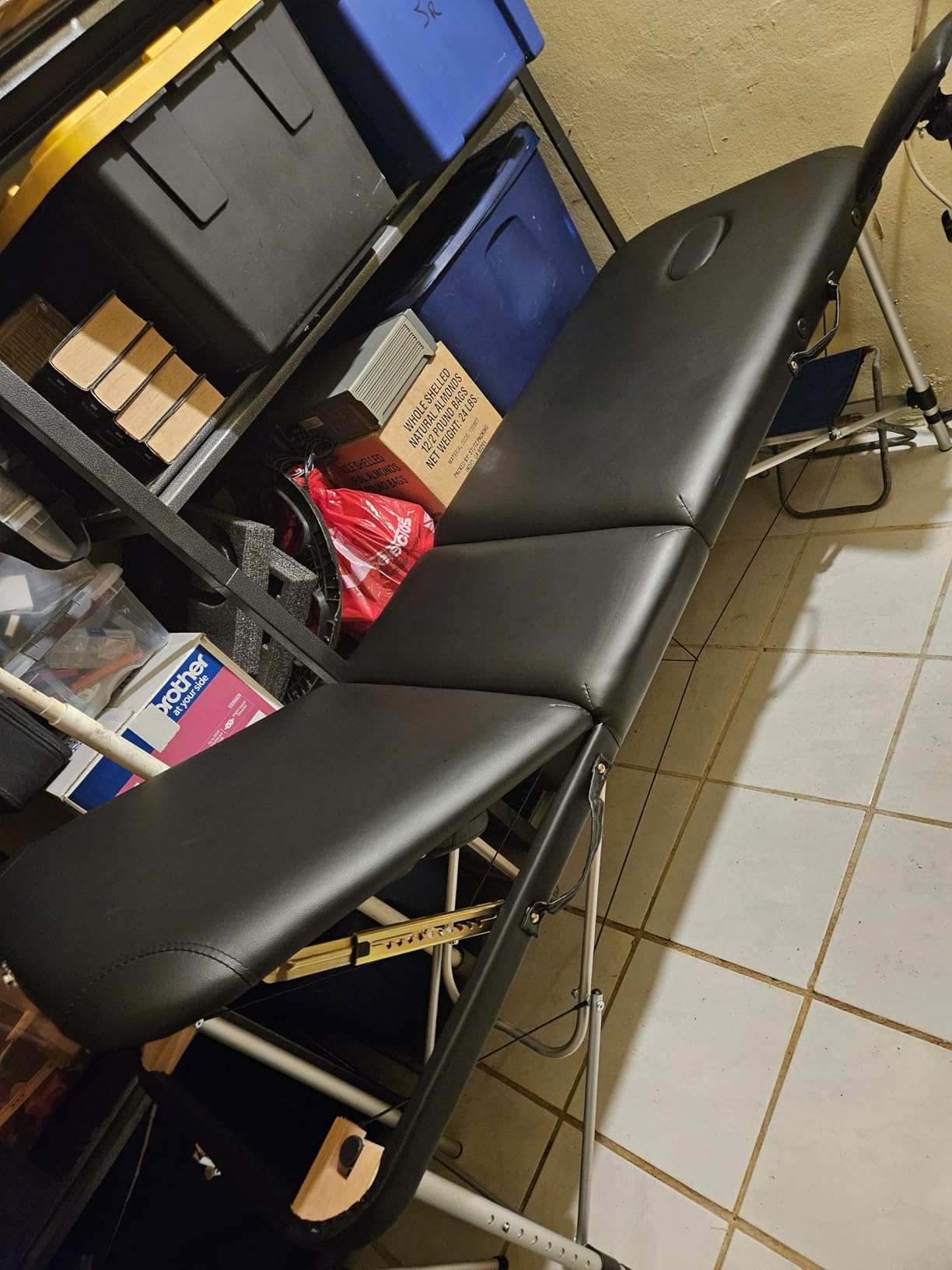 Yaheetech Portable Folding Massage Table Adjustable Lash Tattoo Bed Black | 28 in wide, foam-padded PVC leather on a heavy-duty aluminum frame, folds for transport, and adjustable for salon or home use customer photo 2