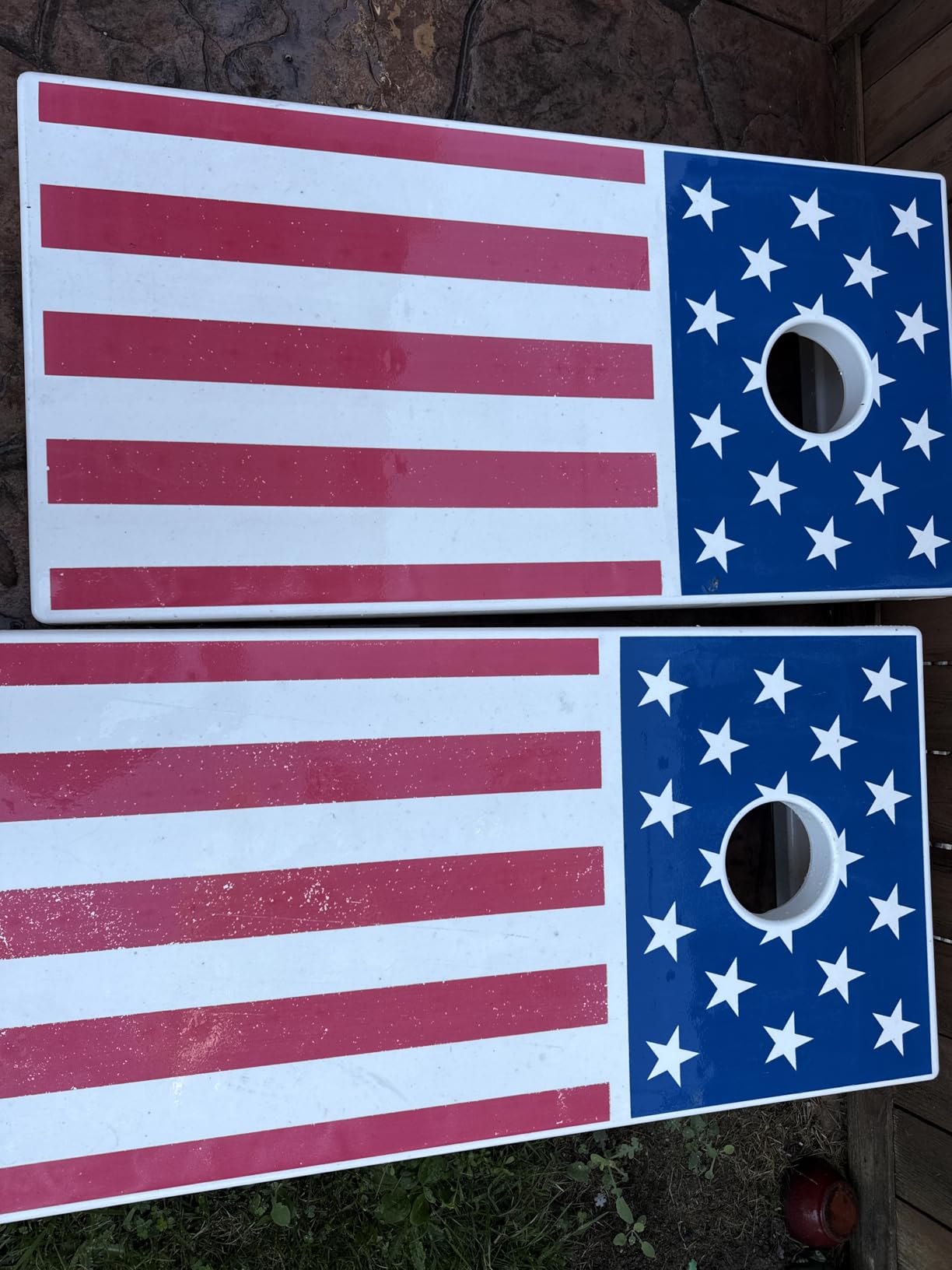 GoSports 4 x 2 ft All Weather Cornhole Boards - American Flag, Red, or Blue - Game Set Includes 8 Bean Bags & Rules customer photo 1
