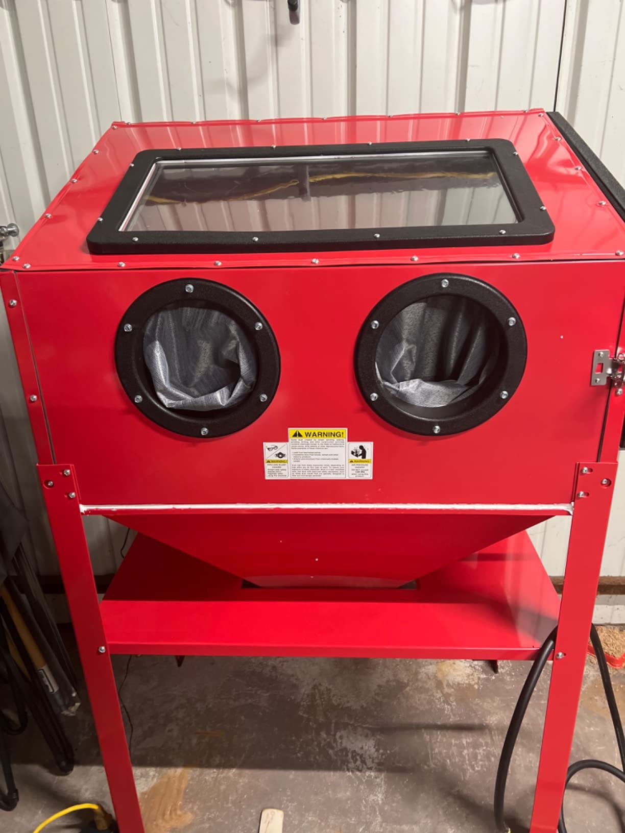 60 Gallon Air Sandblasting Cabinet | 60-125PSI, Large Steel Construction, Includes Sandblaster Gun, 4 Ceramic Nozzles, For Stain, Rust Removal, Paint customer photo 1