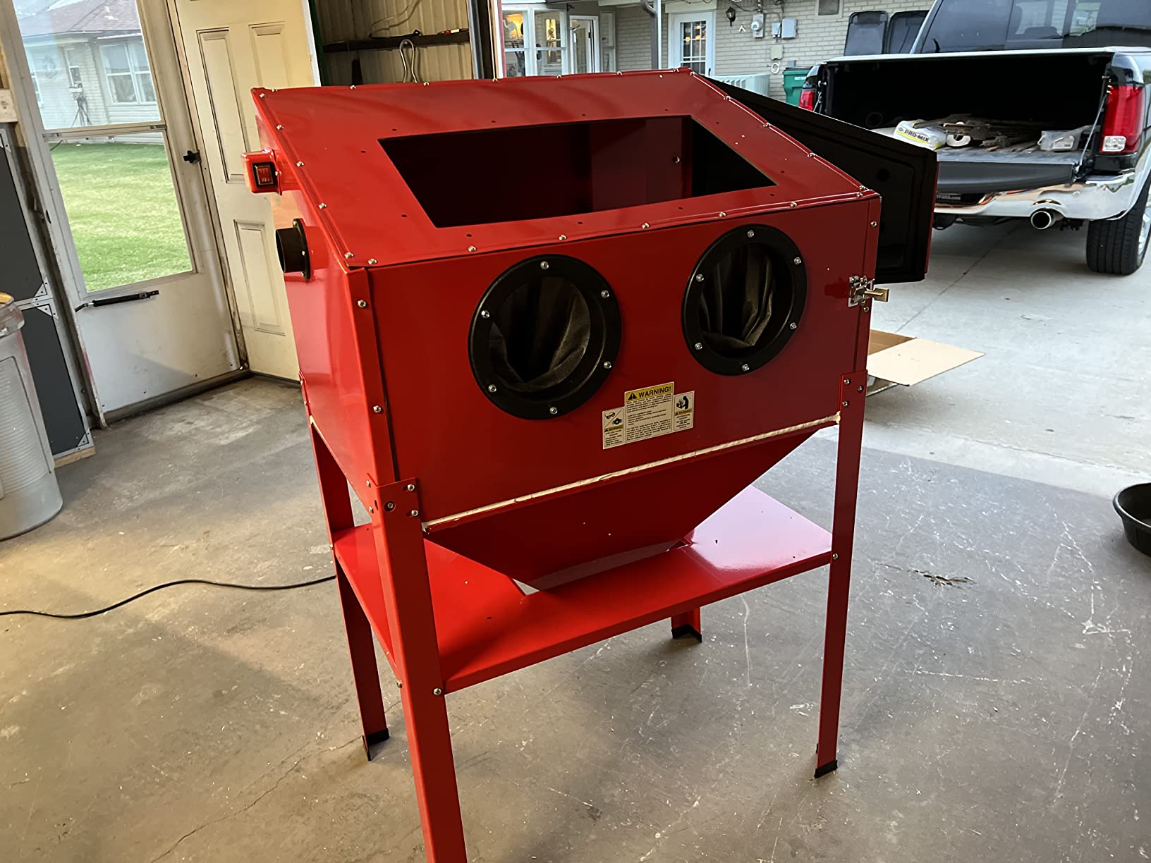 60 Gallon Air Sandblasting Cabinet | 60-125PSI, Large Steel Construction, Includes Sandblaster Gun, 4 Ceramic Nozzles, For Stain, Rust Removal, Paint customer photo 2