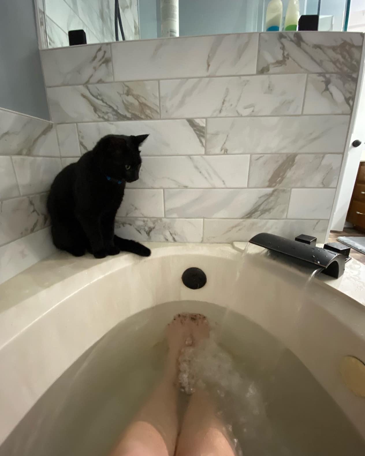 Deck Mount Roman Tub Faucet Matte Black Waterfall Bathtub Faucet Extra High Flow, SUMERAIN customer photo 1