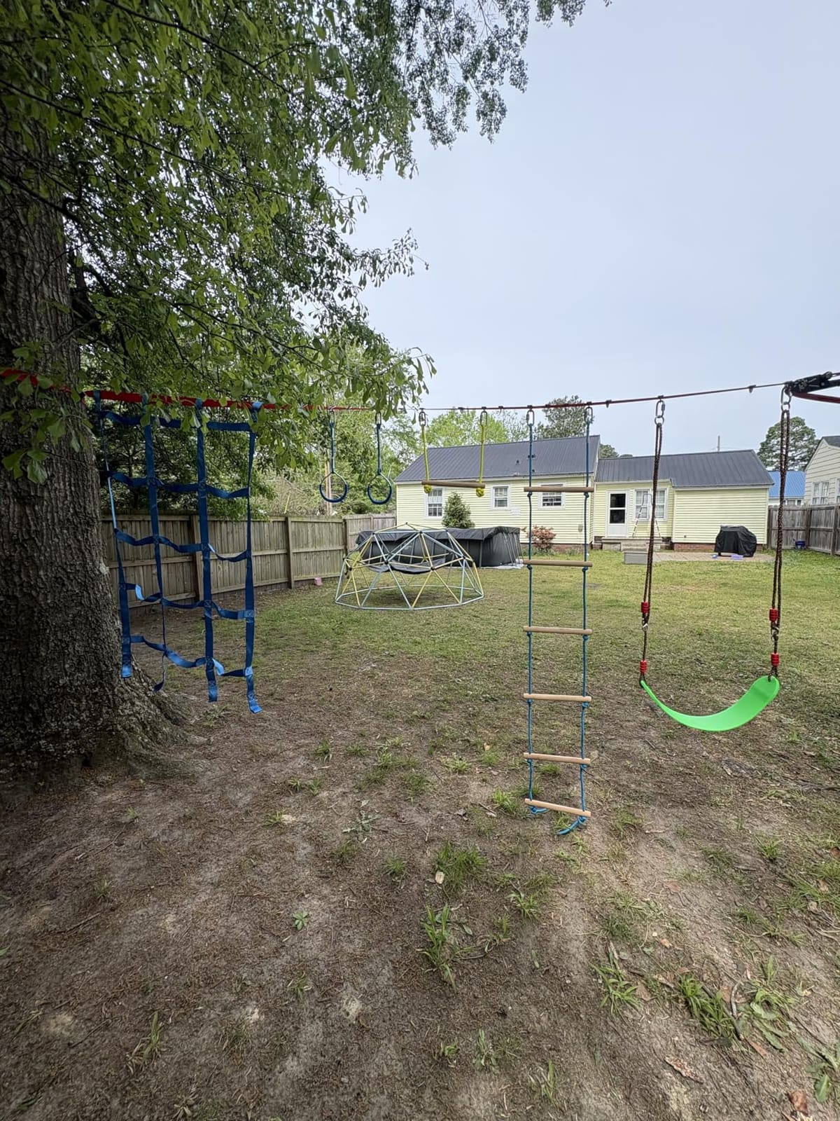 Ninja Warrior Obstacle Course for Kids Backyard - 2x50ft Slackline Kit with 10 Most Complete Accessories for Boys & Girls, Swing, Rope Ladder, Gymnastic Ring, Climbing Net, Arm Trainer and Monkey Fist customer photo 2