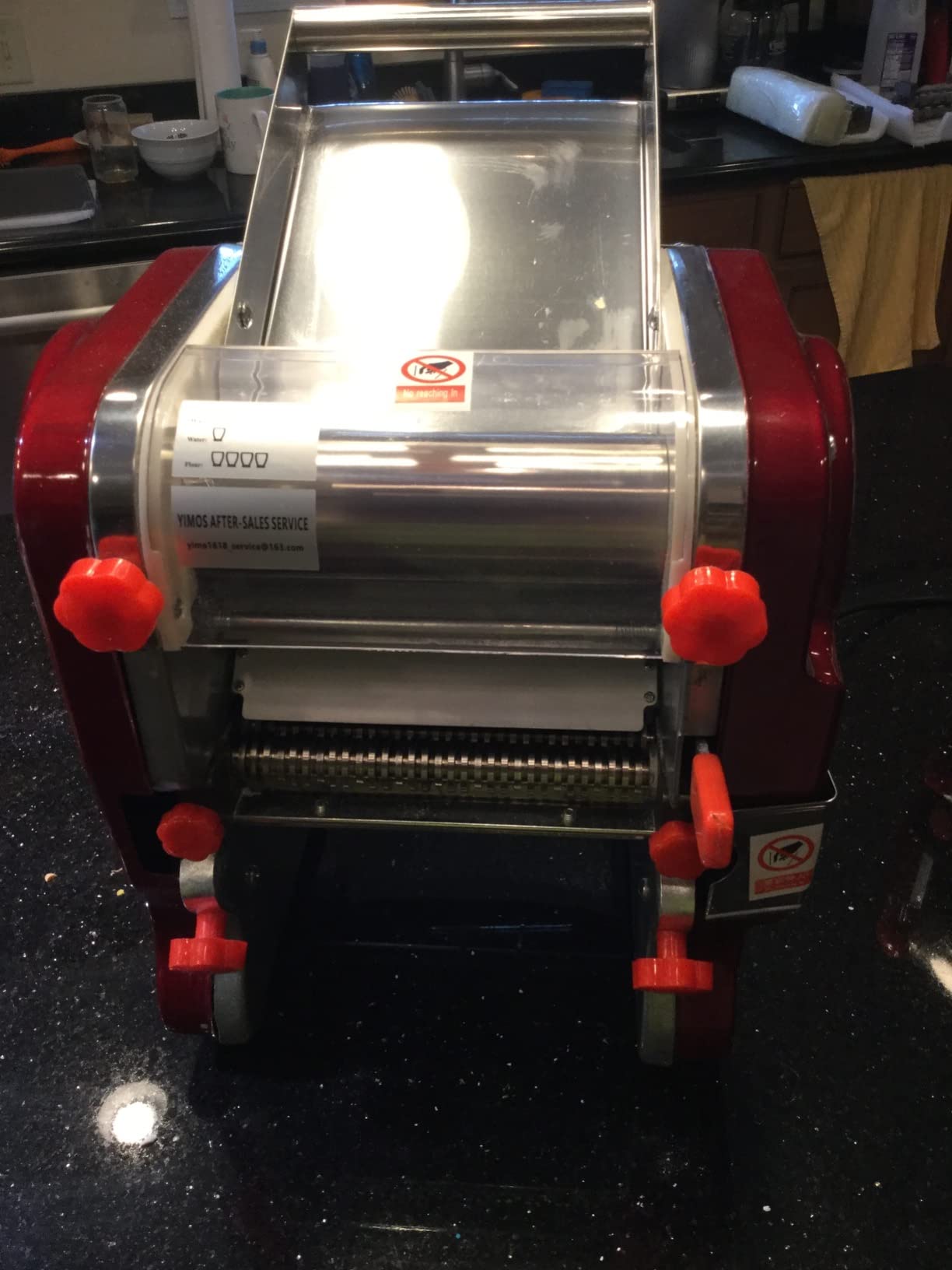 Commercial Pasta Maker - 550W Electric Dough Sheeter Noodle Roller with 3/9mm Blades, Adjustable 0.3-5mm Thickness, for Pasta, Dumplings - Restaurant & Home Use customer photo 2