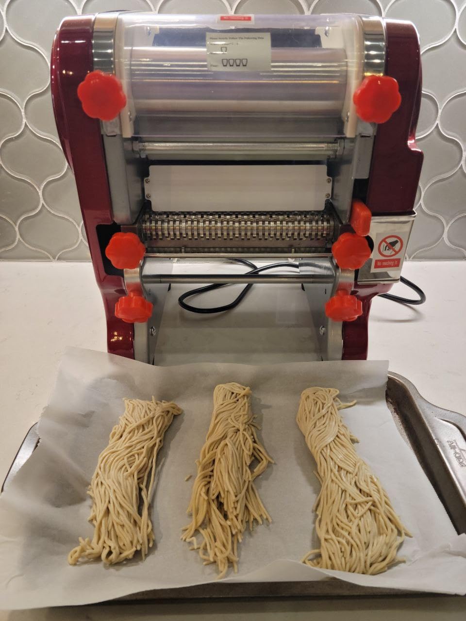 Pasta Maker Machine, Electric Noodle Maker & Dumpling Machine for Commercial & Home Use, Stainless Steel Dual-Cutter No Disassembled-3/9mm Width Noodle/Thickness Dough-Auto Noodle Sheeter customer photo 2