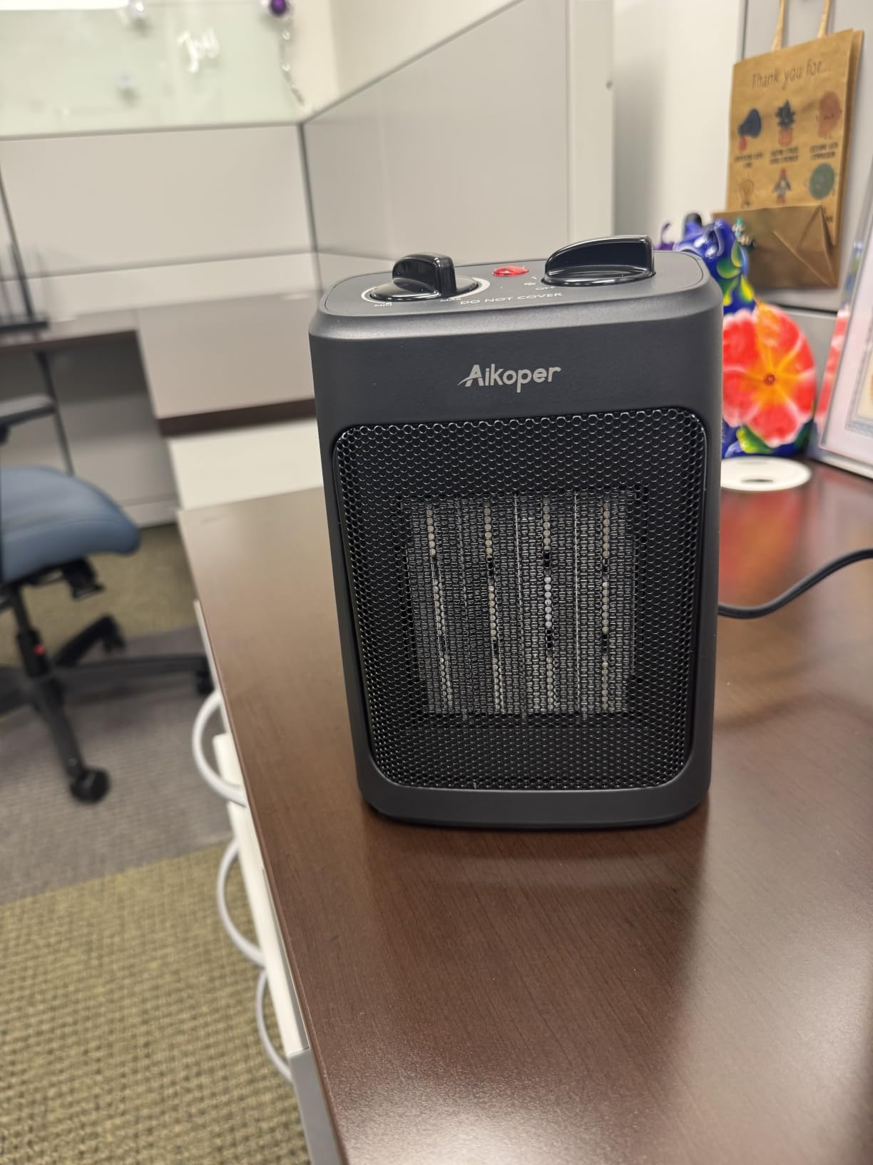 Space Heater, 1500W Electric Heaters Indoor Portable with Thermostat | PTC Fast Heating Ceramic Room Small Heater with Heating and Fan Modes for Bedroom, Office and Indoor Use customer photo 2