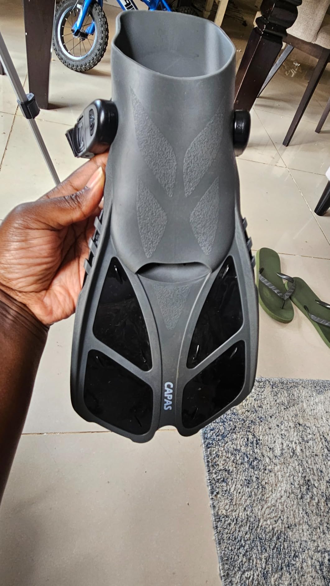 CAPAS Snorkel Fins, Travel Size Short Flippers for Snorkeling Swimming | Adjustable Swim Fins Flexible Open Heel Lightweight Scuba Diving Fins for Adult Men Women Kids Ideal for Recreational Use customer photo 2