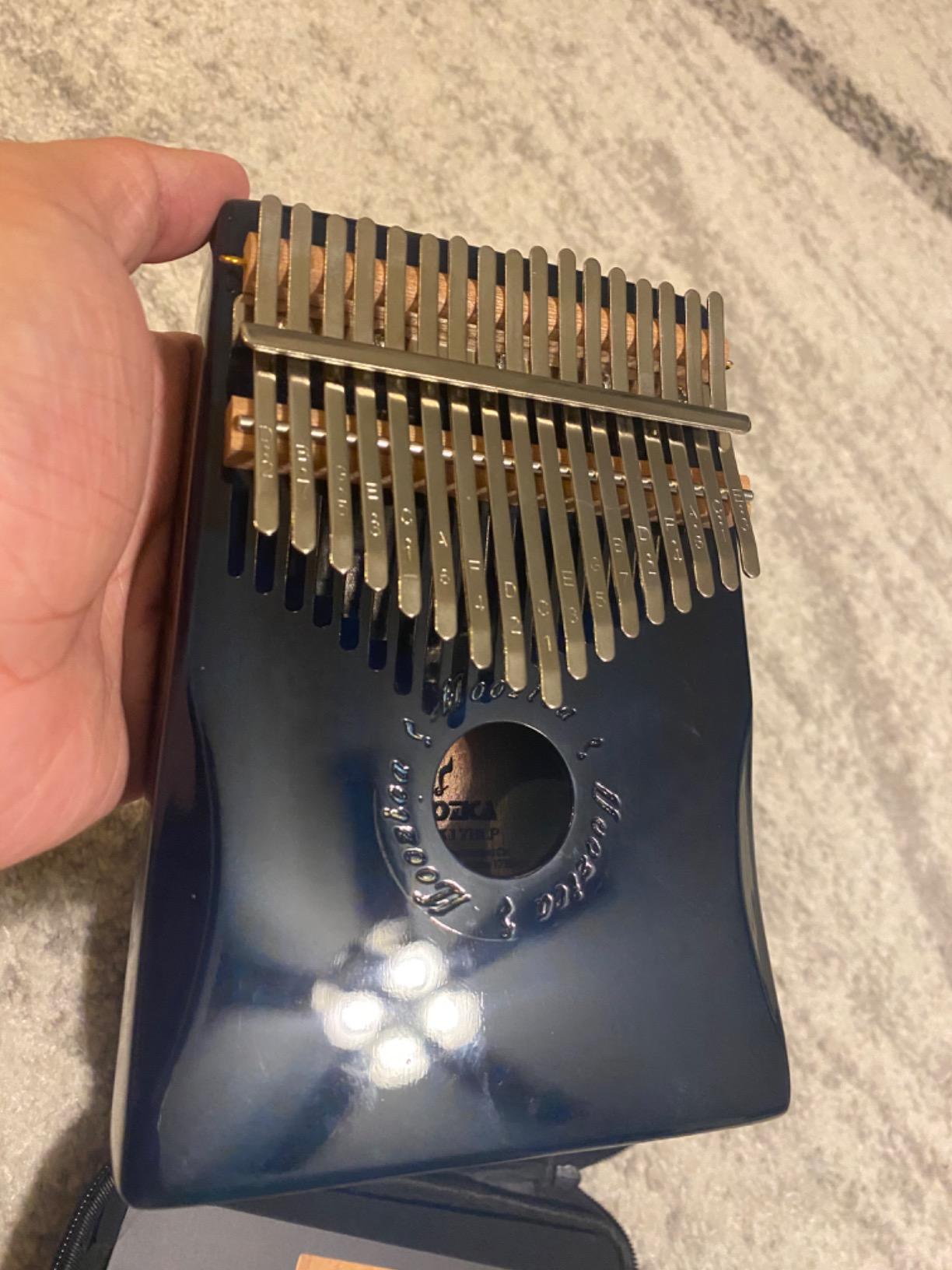 Moozica 17 Keys Kalimba Thumb Piano, Solid Mahogany Wood Professional Marimba Mbira with Piano Lacquer Finishing Musical Instrument Gift (Blue-K17BP) customer photo 1